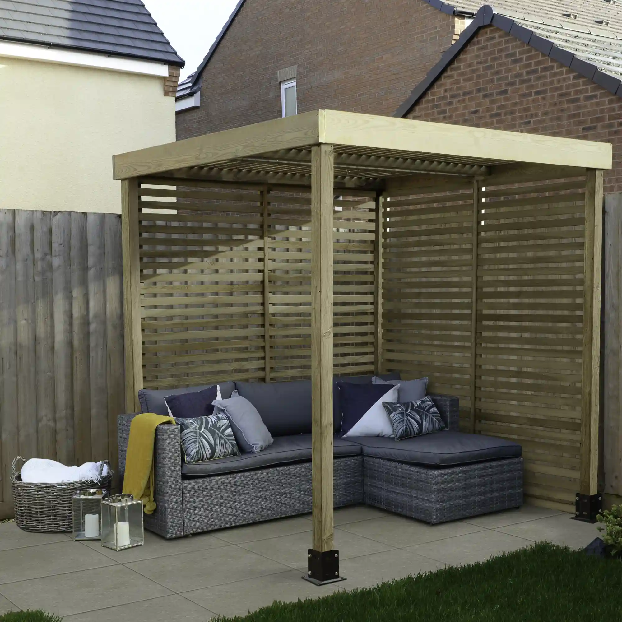Forest Garden Modular Pergola with 2 Side Panel Pack - 1.97 x 1.97m