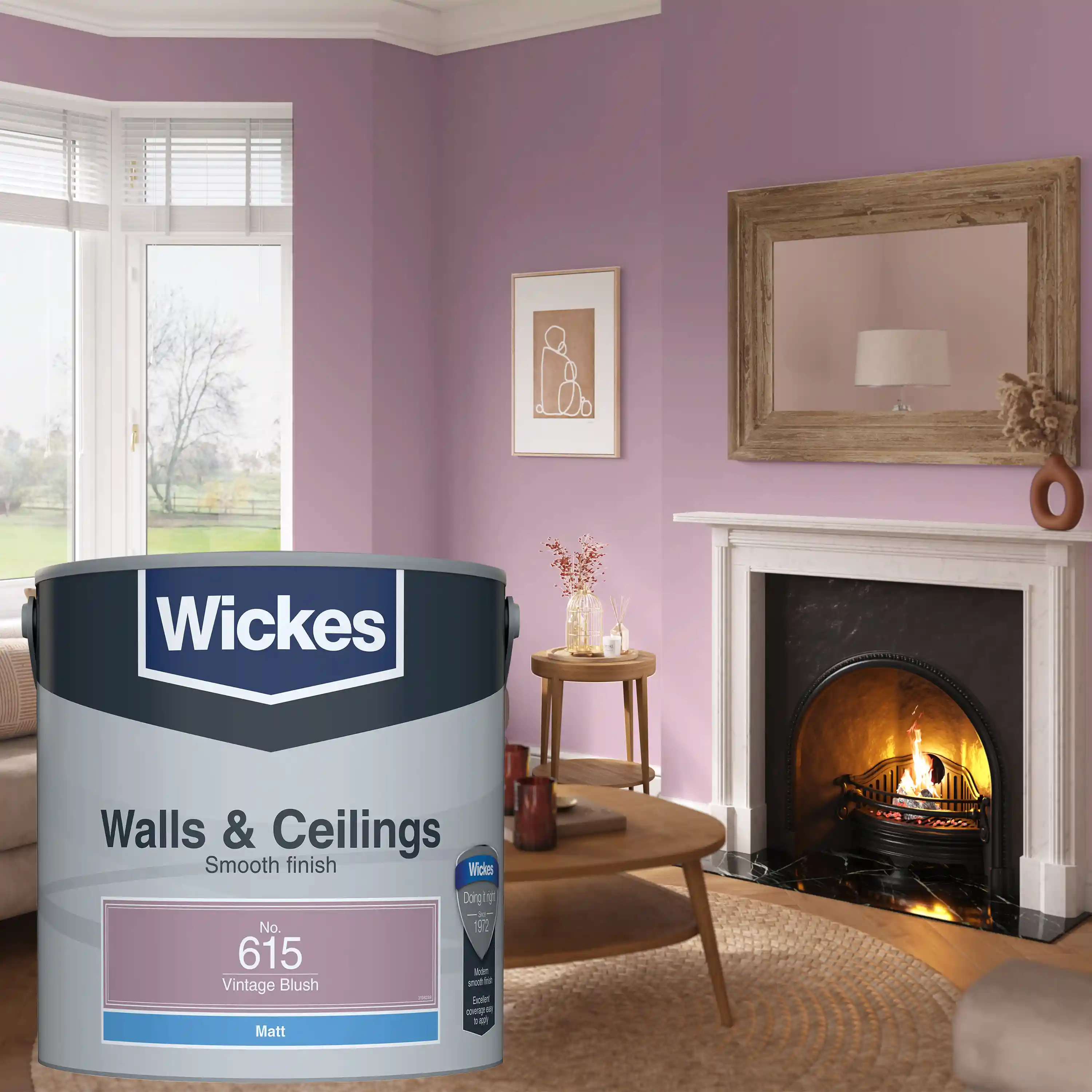 Wickes Vinyl Matt Emulsion Paint - Vintage Blush No.615 - 2.5L