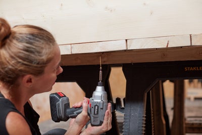 Screw bottom shelf in place