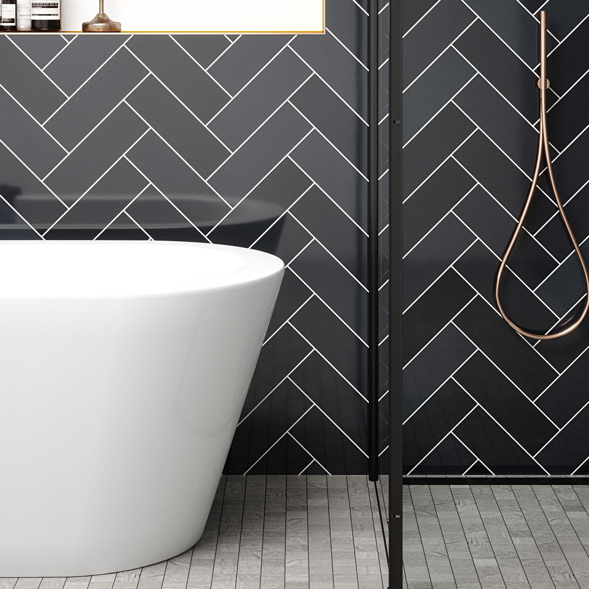Wickes Soho Carbon Black Ceramic Wall Tile - 300 x 100mm