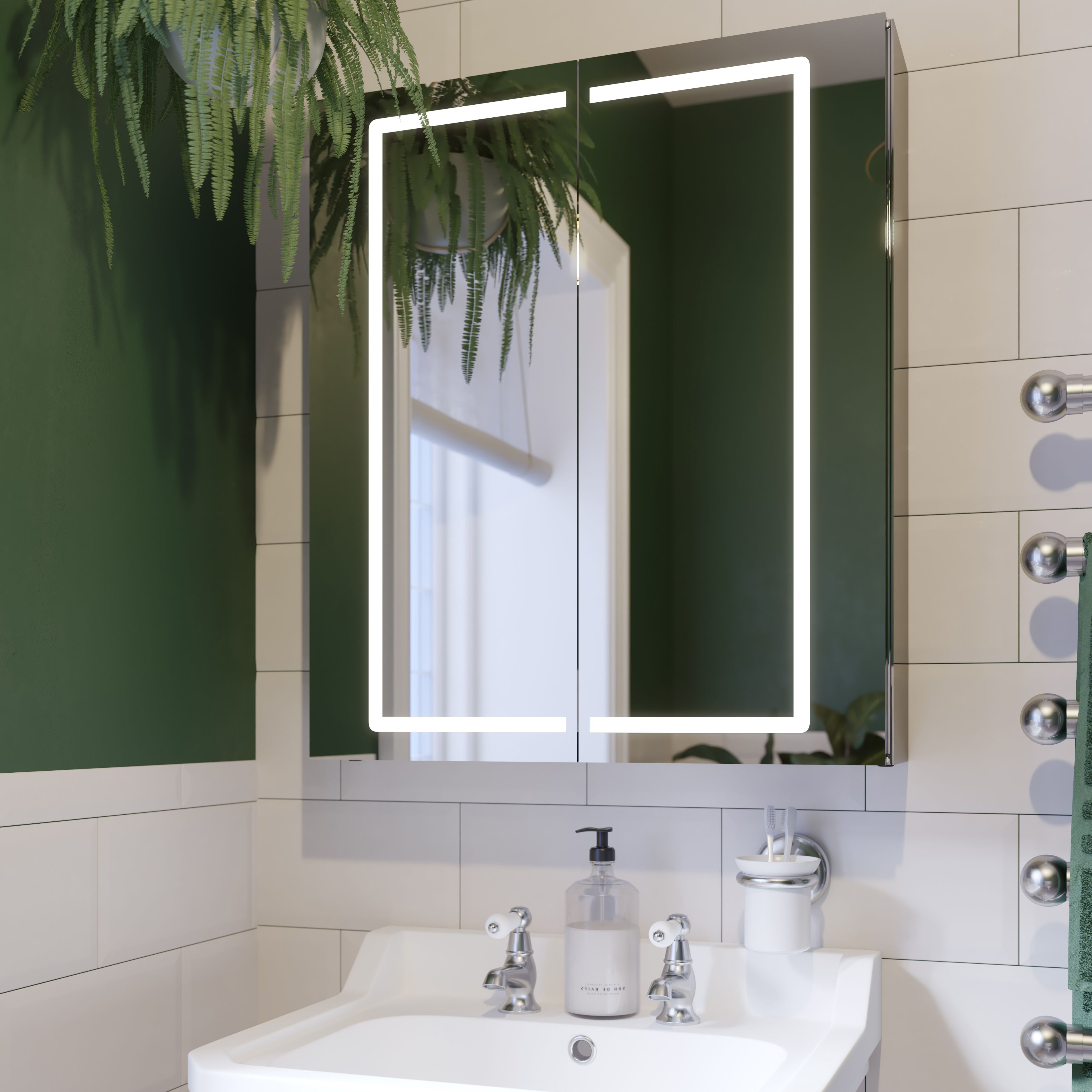 Sensio Adelaide Diffused LED Double Door Bathroom Cabinet - 700 x 600mm