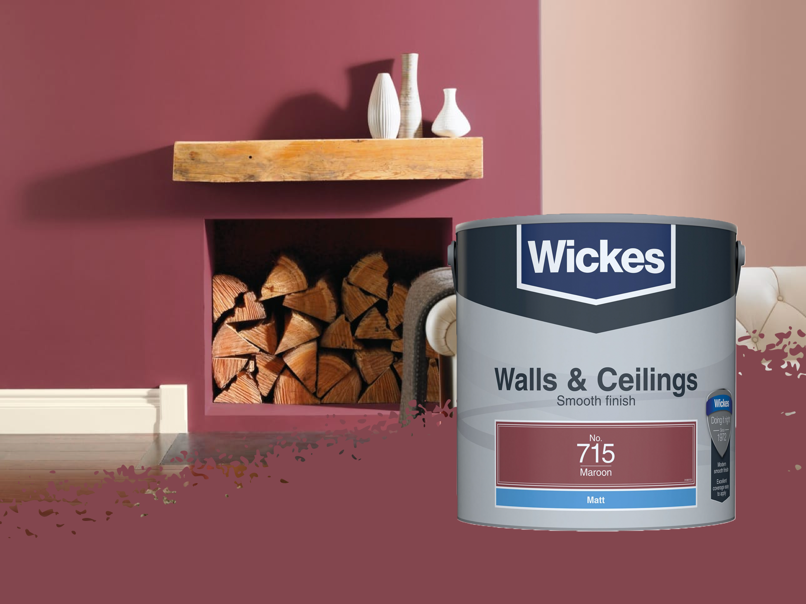 Wickes Maroon - No.715 Vinyl Matt Emulsion Paint - 2.5L