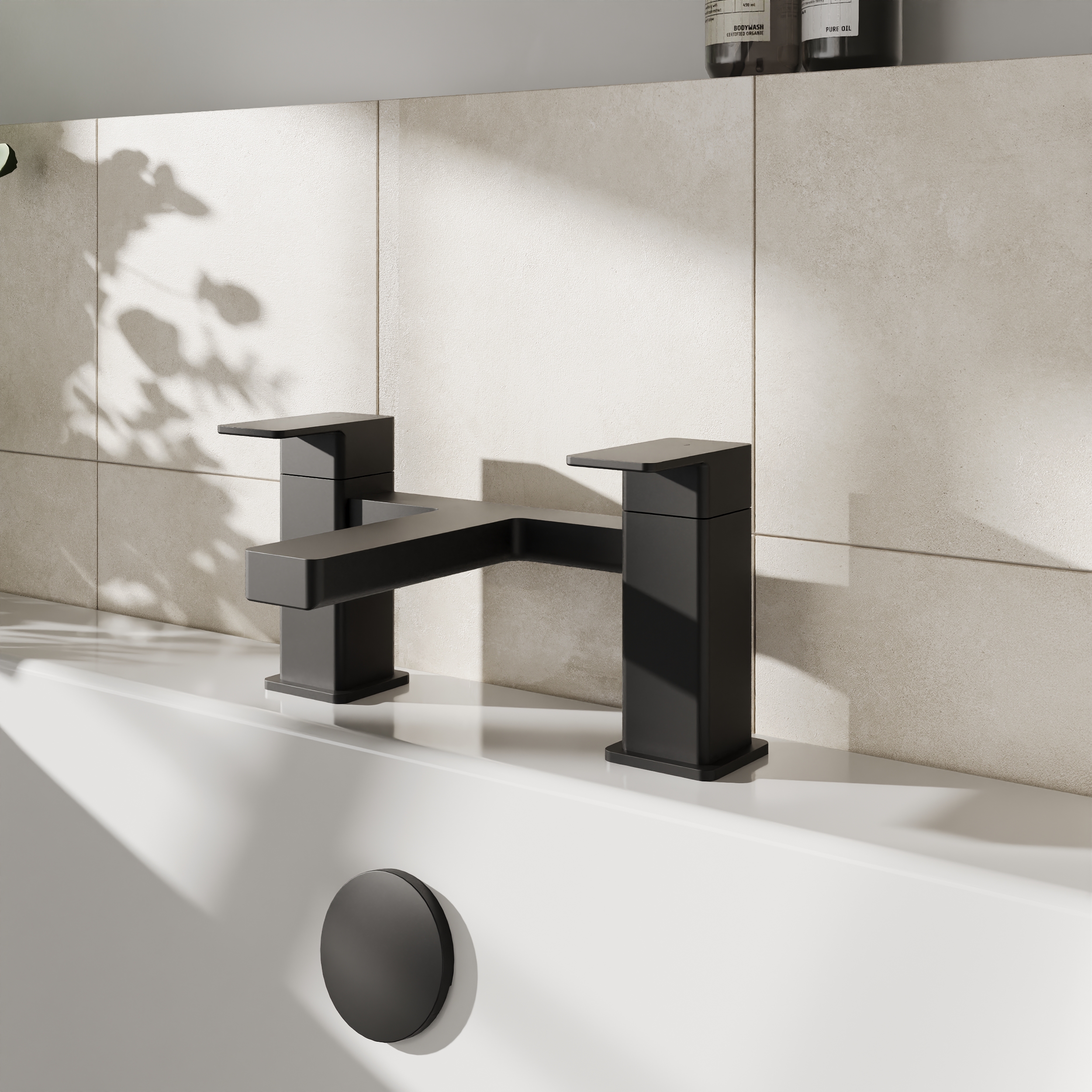 Balterley Opus Square Deck Mounted Bath Filler Tap - Matt Black