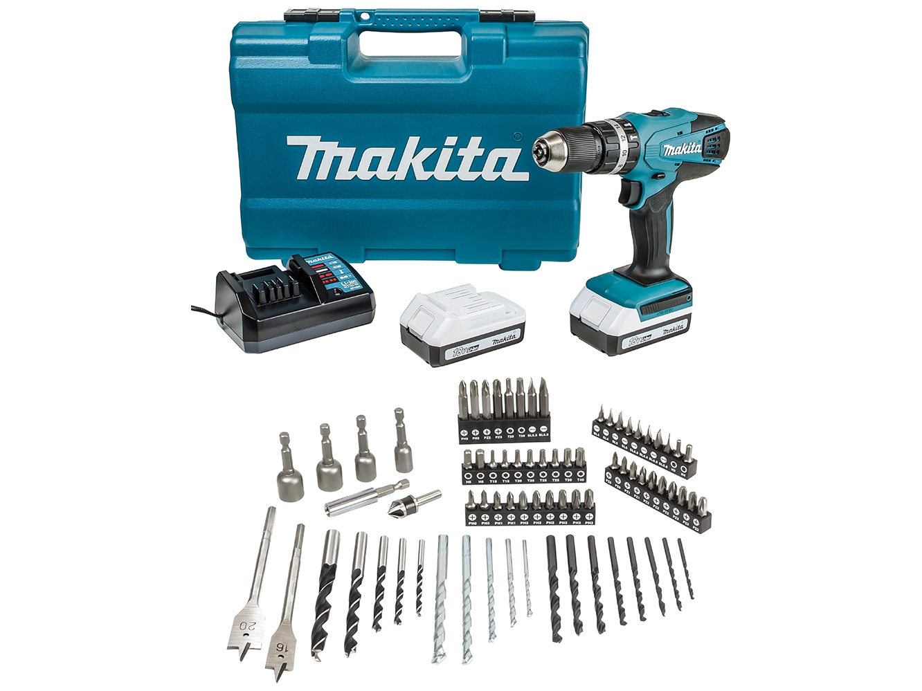 Makita dhp453fx12 18v discount cordless combi drill set