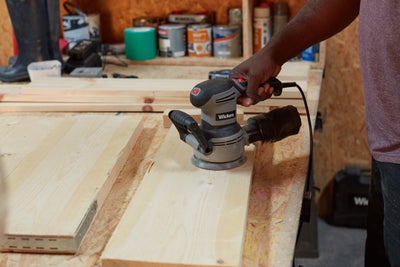 Using electric sander