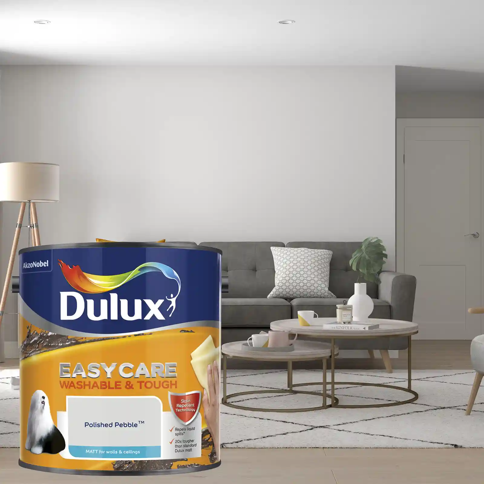 Dulux Easycare Washable & Tough Matt Emulsion Paint - Polished Pebble - 2.5L