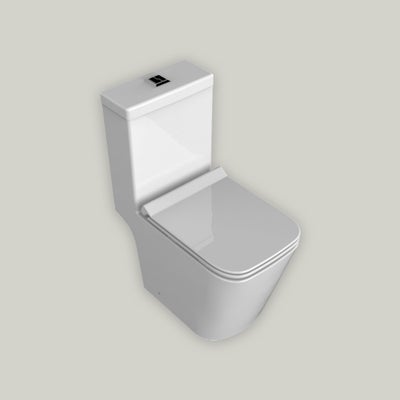 Wickes Meleti Easy Clean Close Coupled Open Back Toilet Pan, Cistern & Soft Close Slim Seat