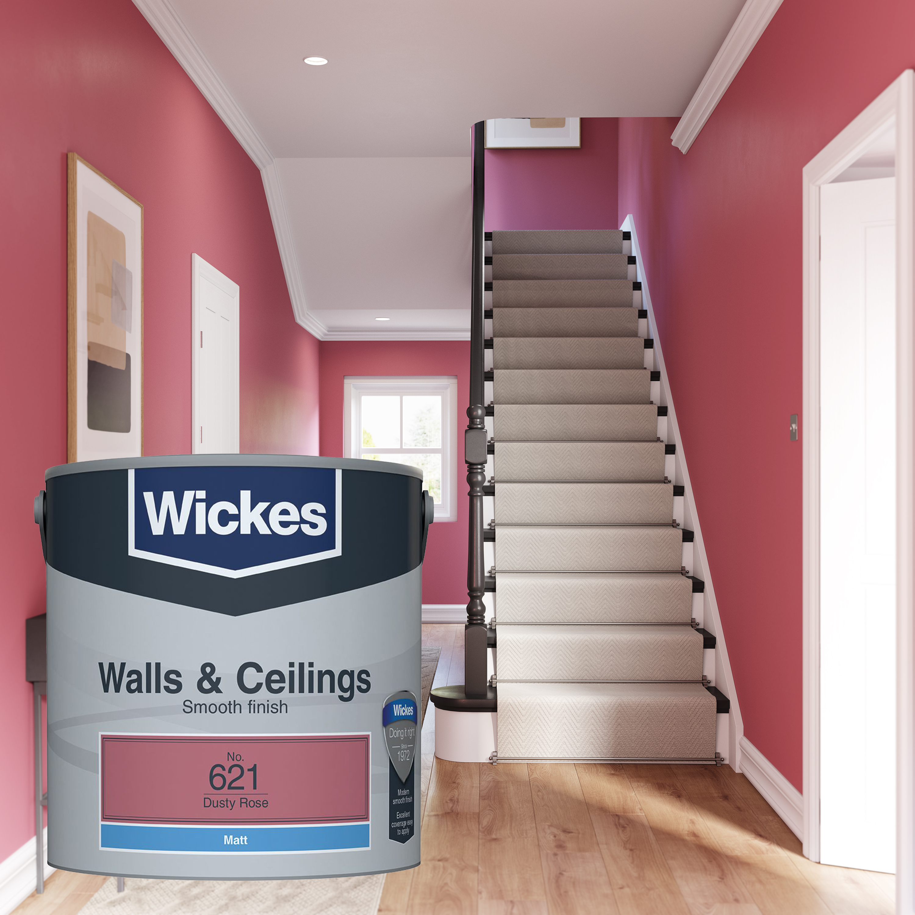 Wickes Vinyl Matt Emulsion Paint - Dusty Rose No.621 - 2.5L