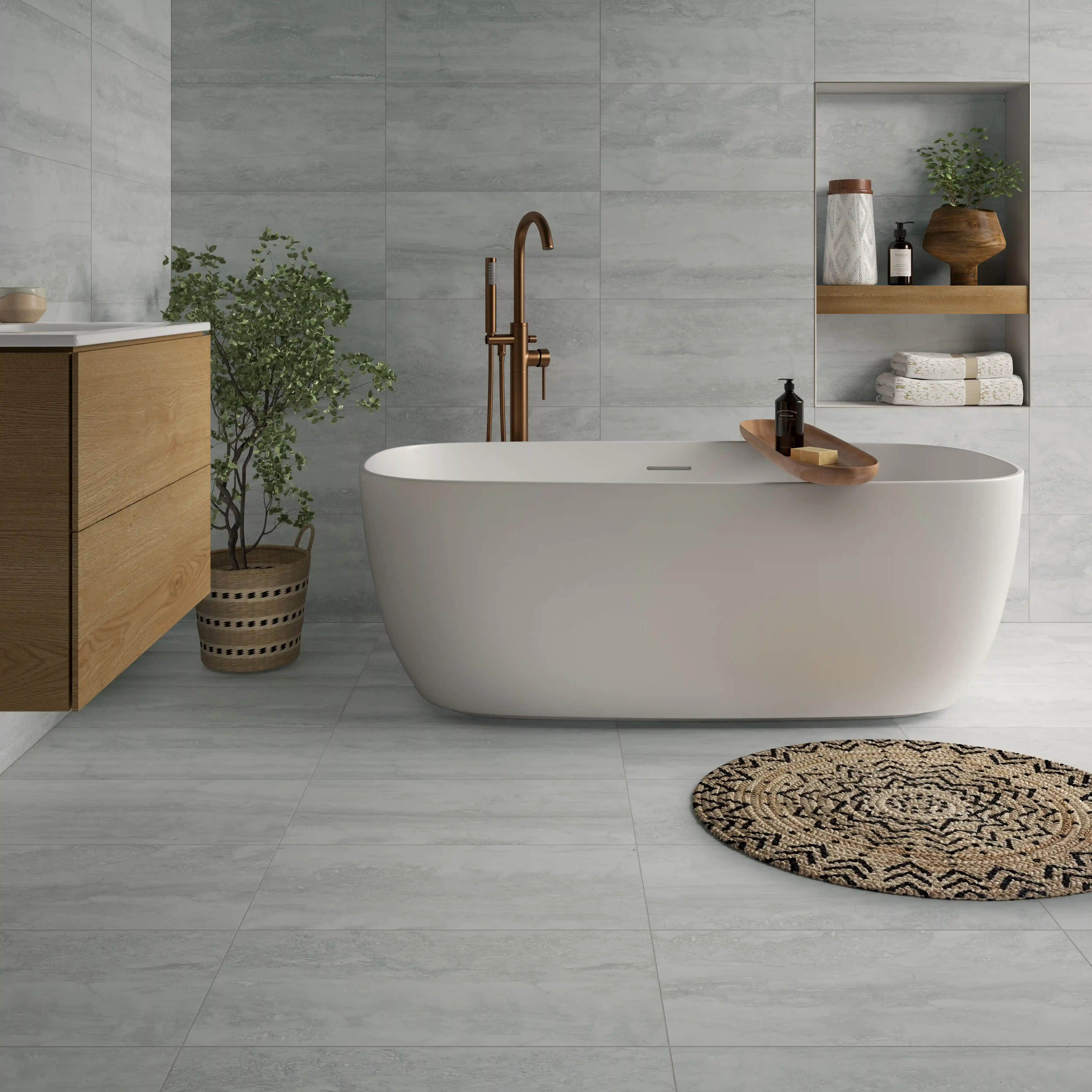 Wickes Everest™ Ash Porcelain Wall & Floor Tile - 600 x 300mm