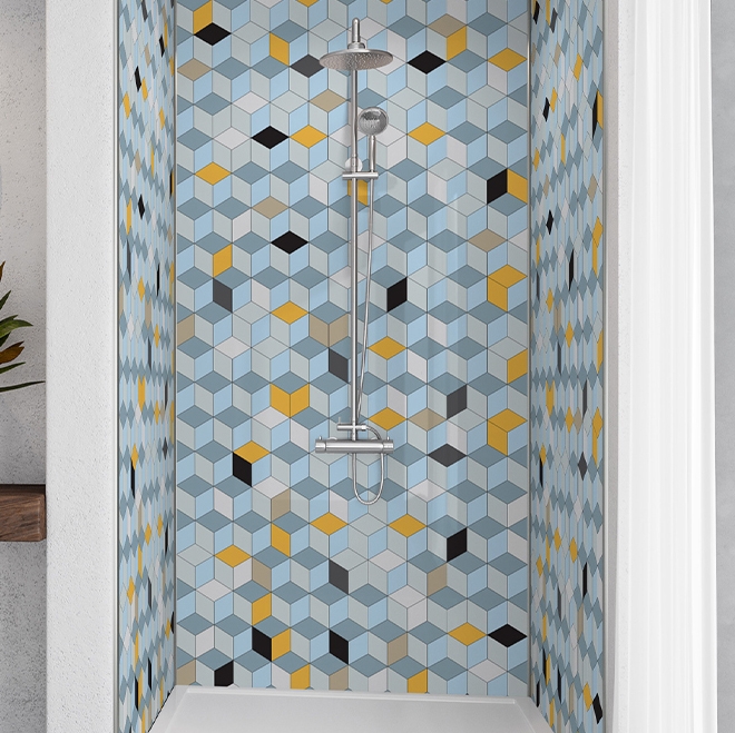 Wetwall Acrylic Cubics Shower Panel 2440 x 1220 x 4mm