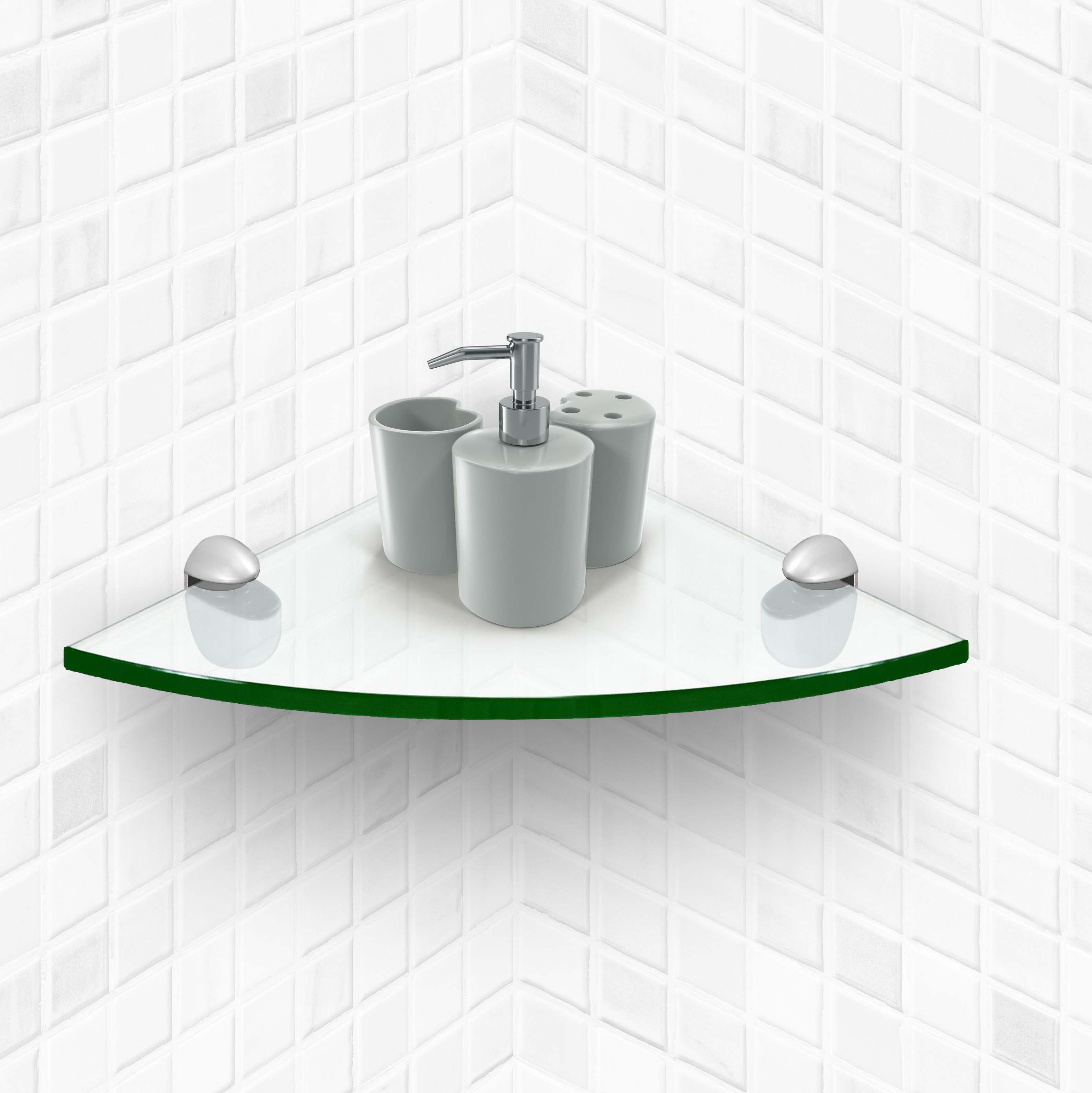 Wickes Glass Corner Shelf - 8 x 250 x 250mm