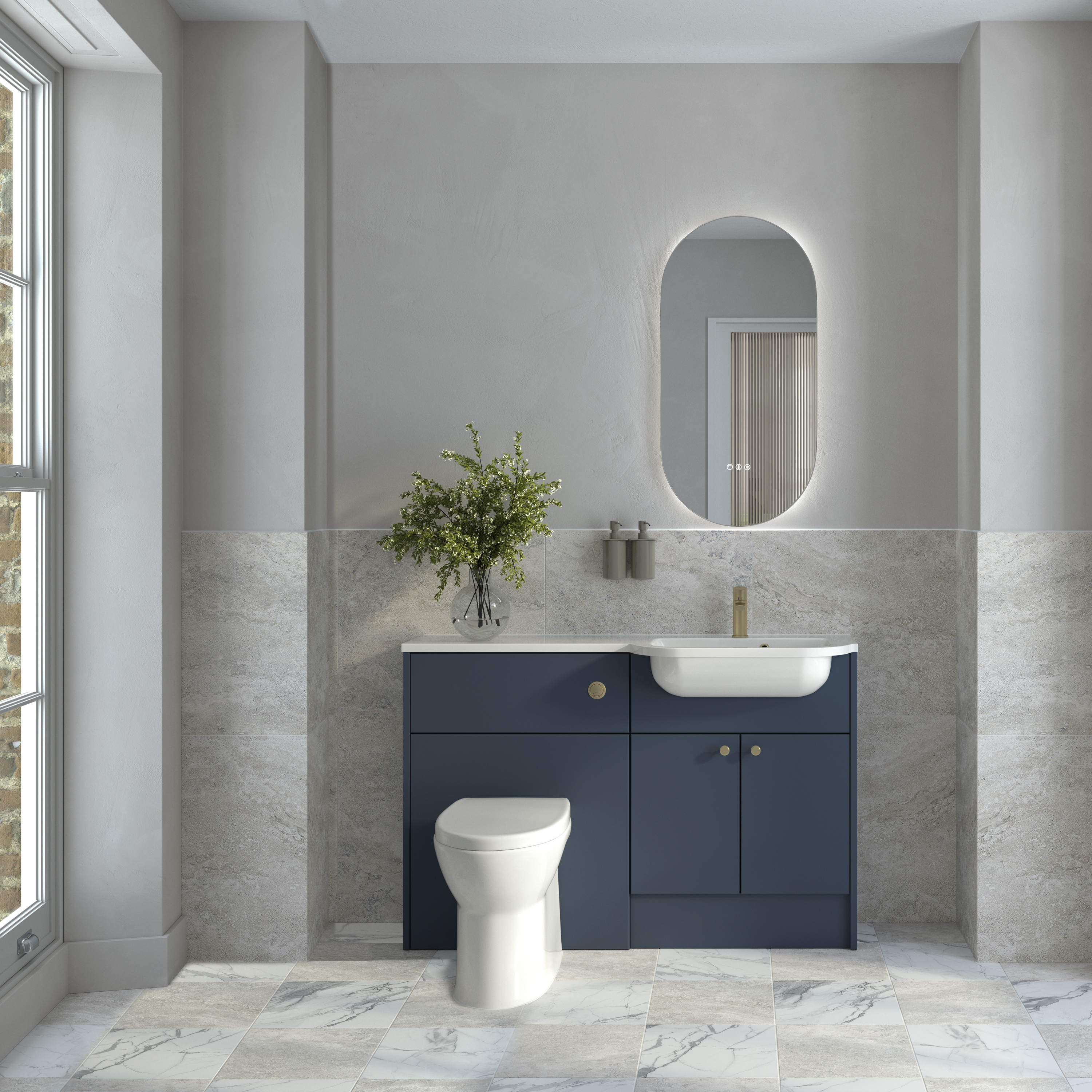 Deccado Benham Juniper Blue Slimline Fitted Vanity & Toilet Unit