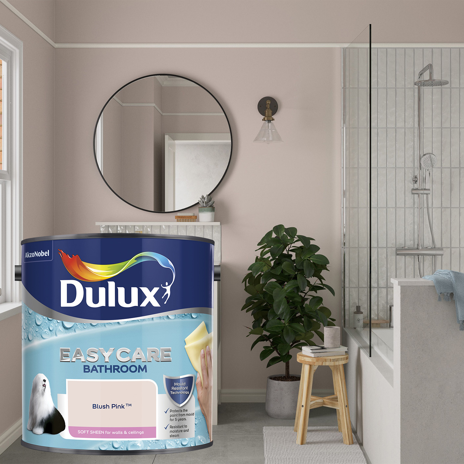 Dulux Easycare Bathroom Soft Sheen Emulsion Paint - Blush Pink - 2.5L