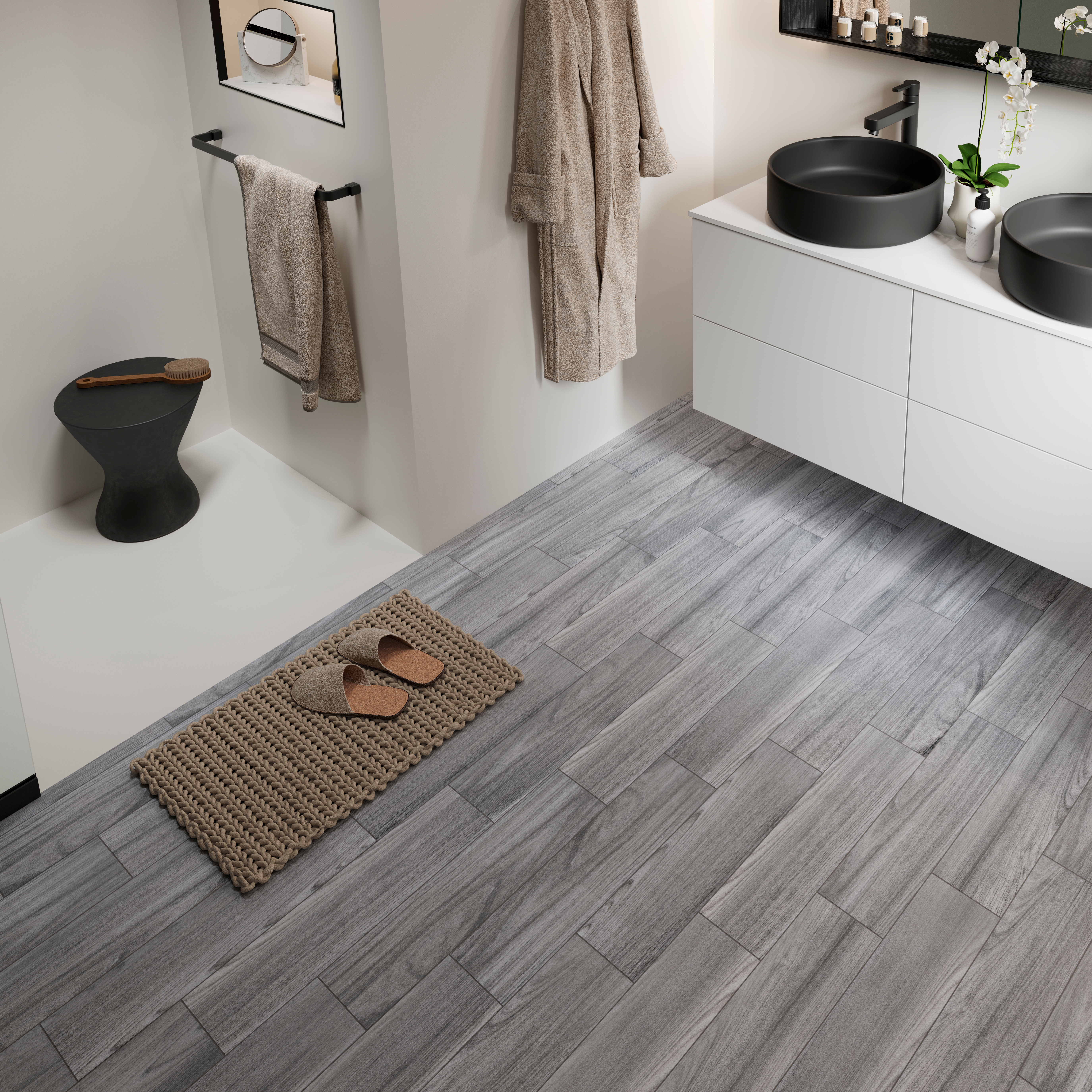 Wickes River Grey Wood Effect Porcelain Wall & Floor Tile - 150 x 600mm