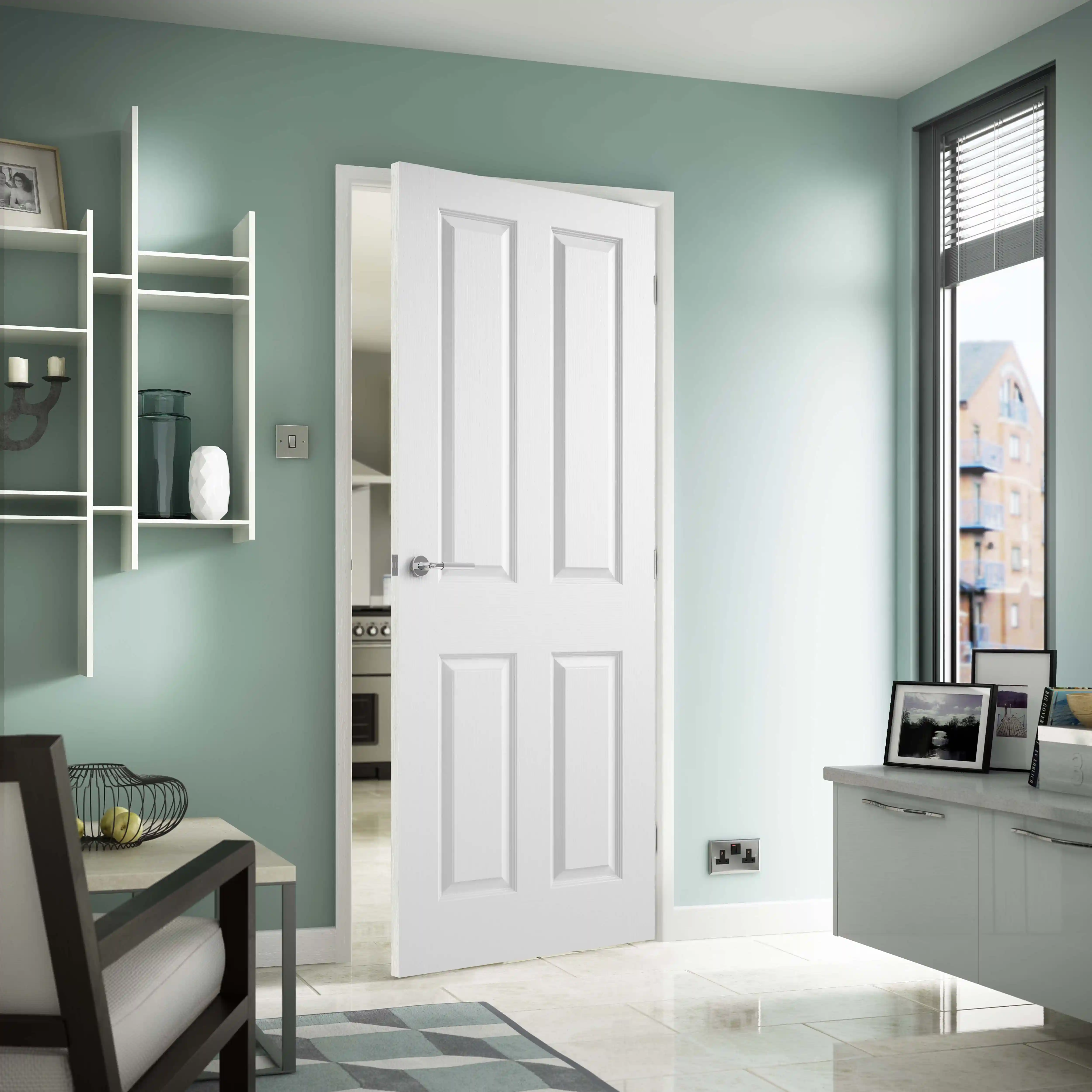 Wickes Chester White Grained Moulded 4 Panel Internal Door - 1981 x 762mm