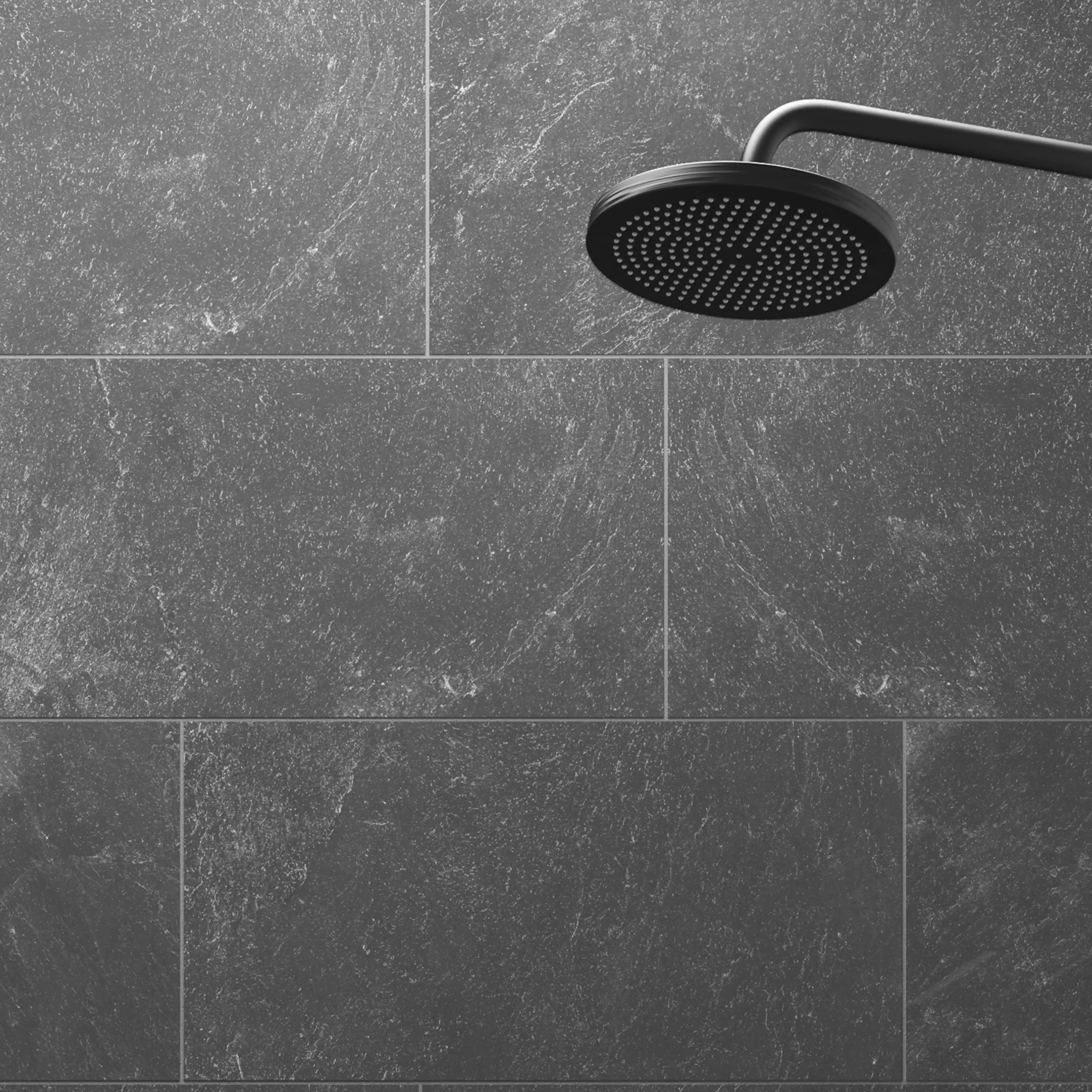 Wickes Boutique Lava Black Matt Porcelain Wall & Floor Tile - 600 x 300mm