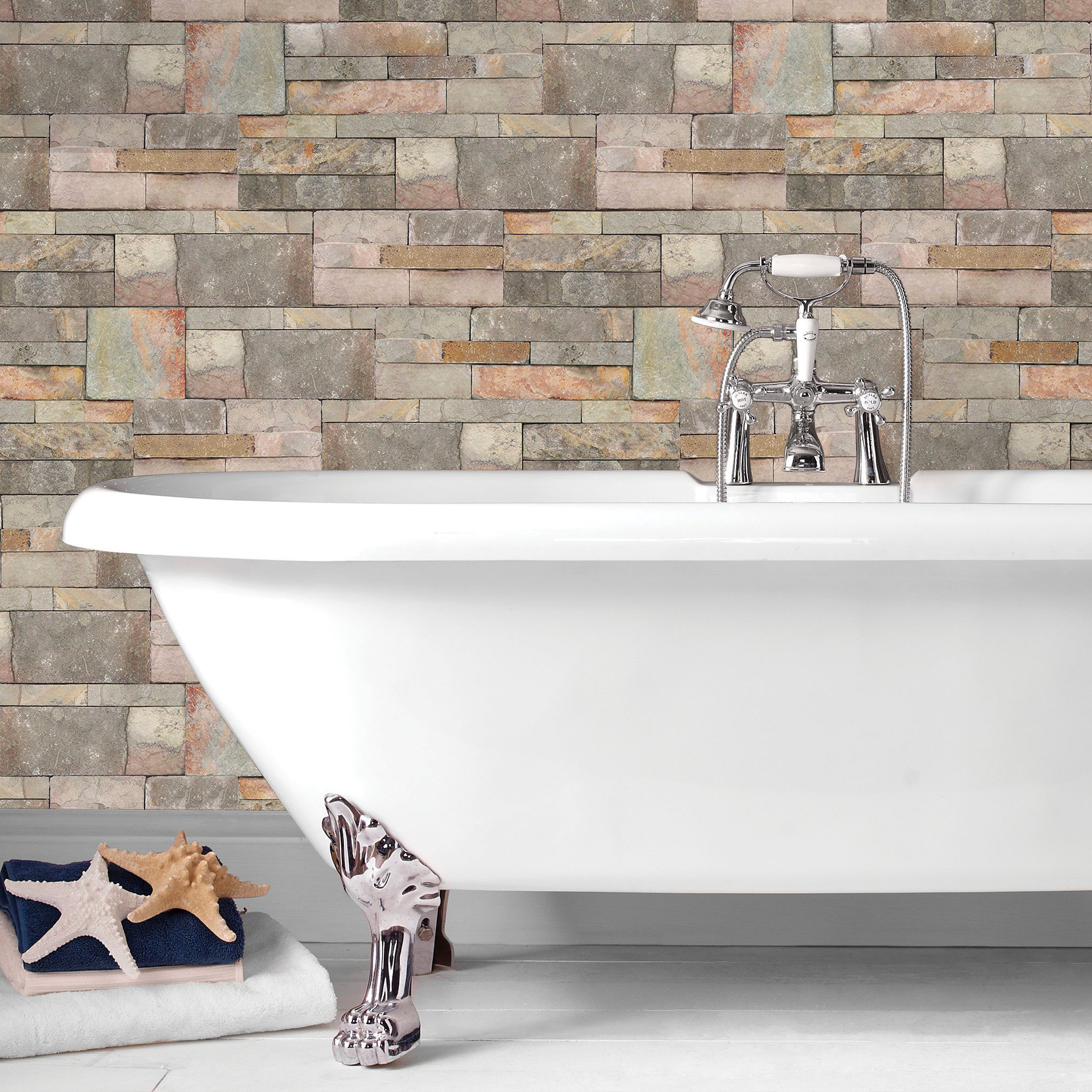 Contour Natural Sandstone Kitchen & Bathroom Wallpaper - 10m