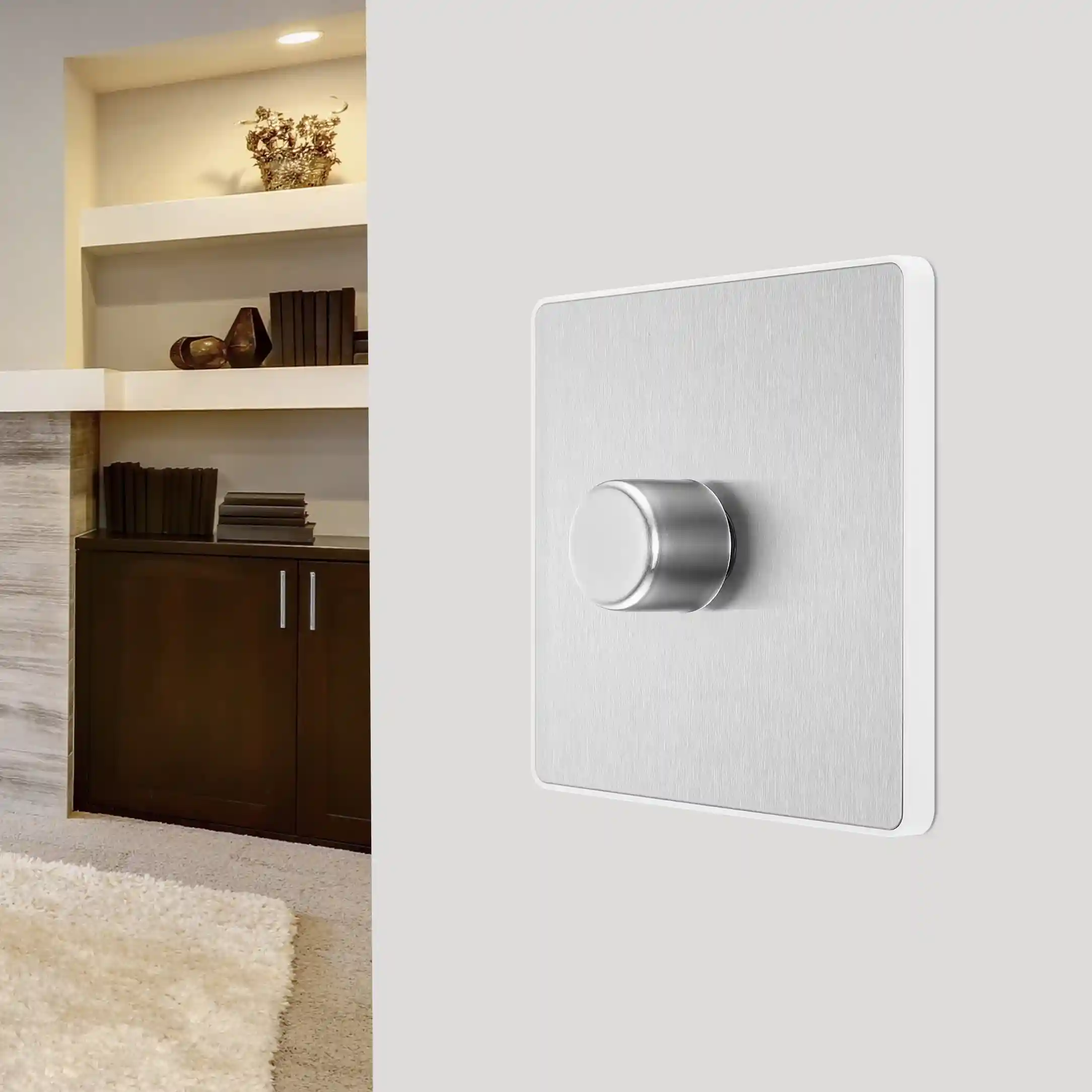 BG Evolve 2 Way Trailing Edge Led Push On / Off 200W Single Dimmer Switch - Brushed Steel