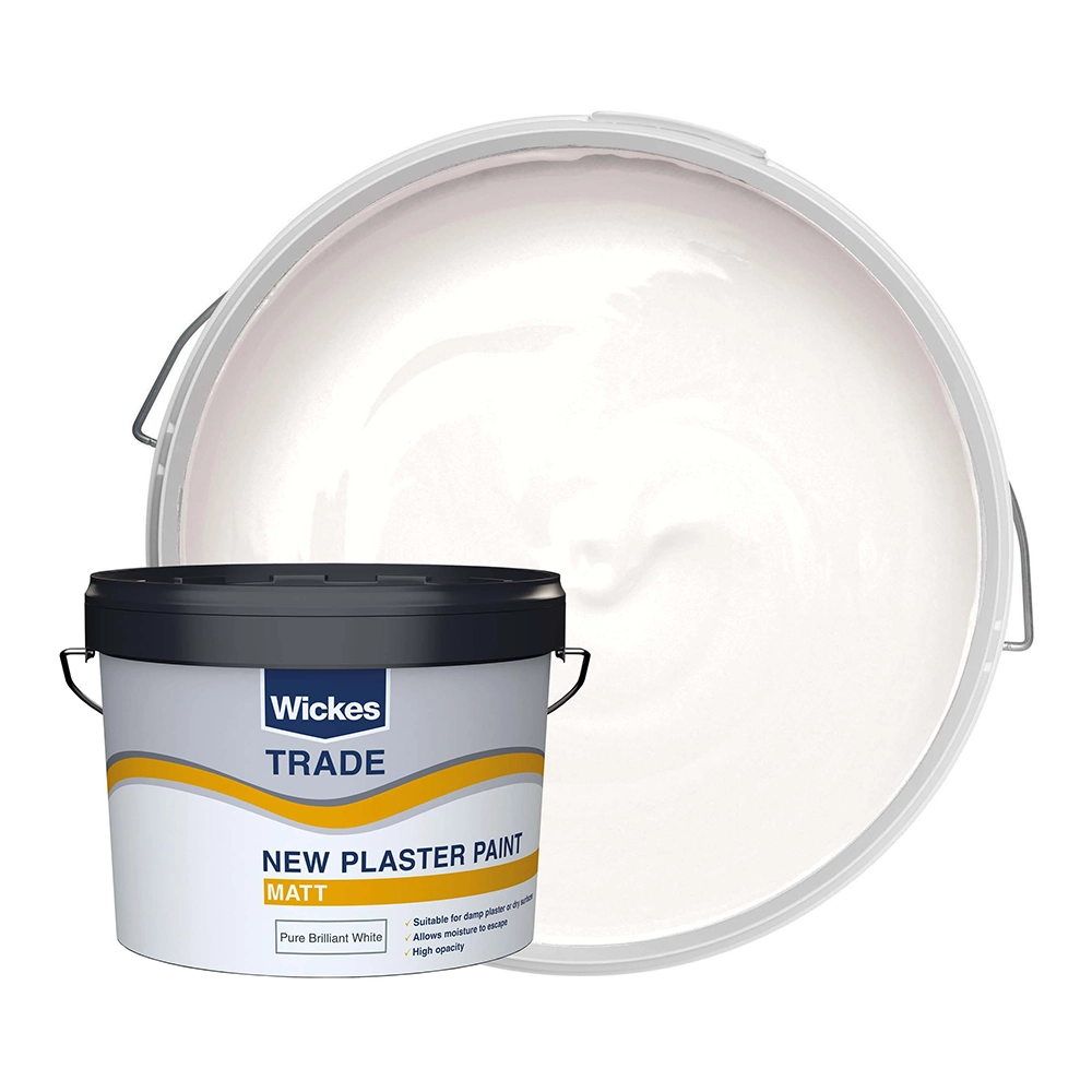 Wickes Trade Matt Emulsion Paint for New Plaster - Pure Brilliant White - 10L