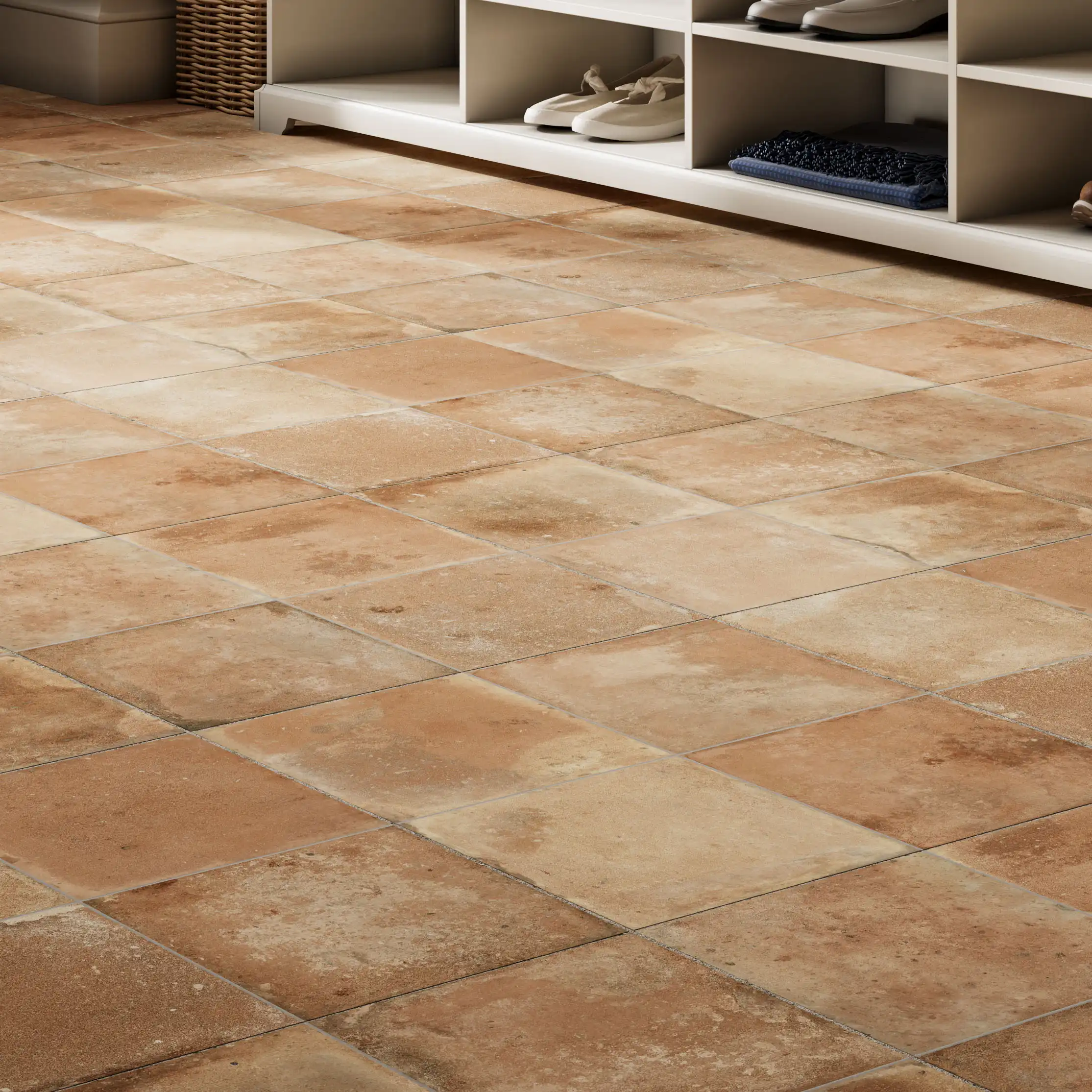 Wickes Boutique Zion Rustic Terracotta Matt Vitrified Ceramic Wall & Floor Tile - 450 x 450mm