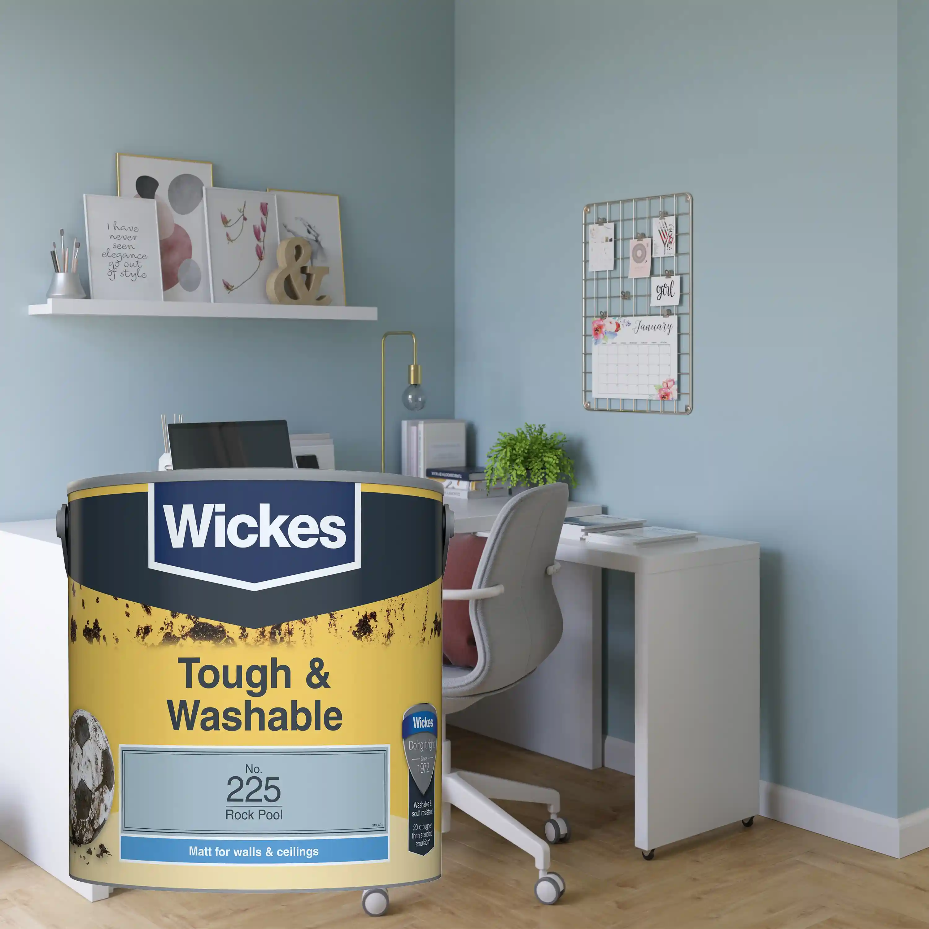 Wickes Tough & Washable Matt Emulsion Paint - Rock Pool No.225 - 2.5L
