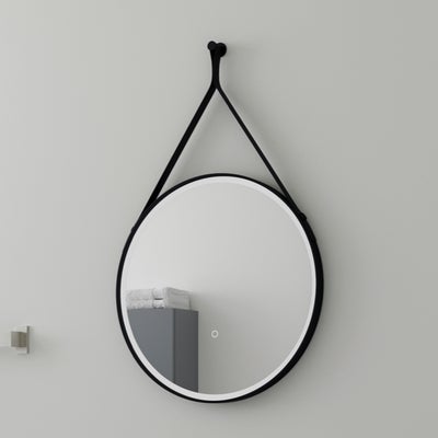 Edmonton Colour Changing LED Hanging Mirror with Leather Strap