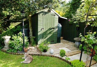 Green garden shed