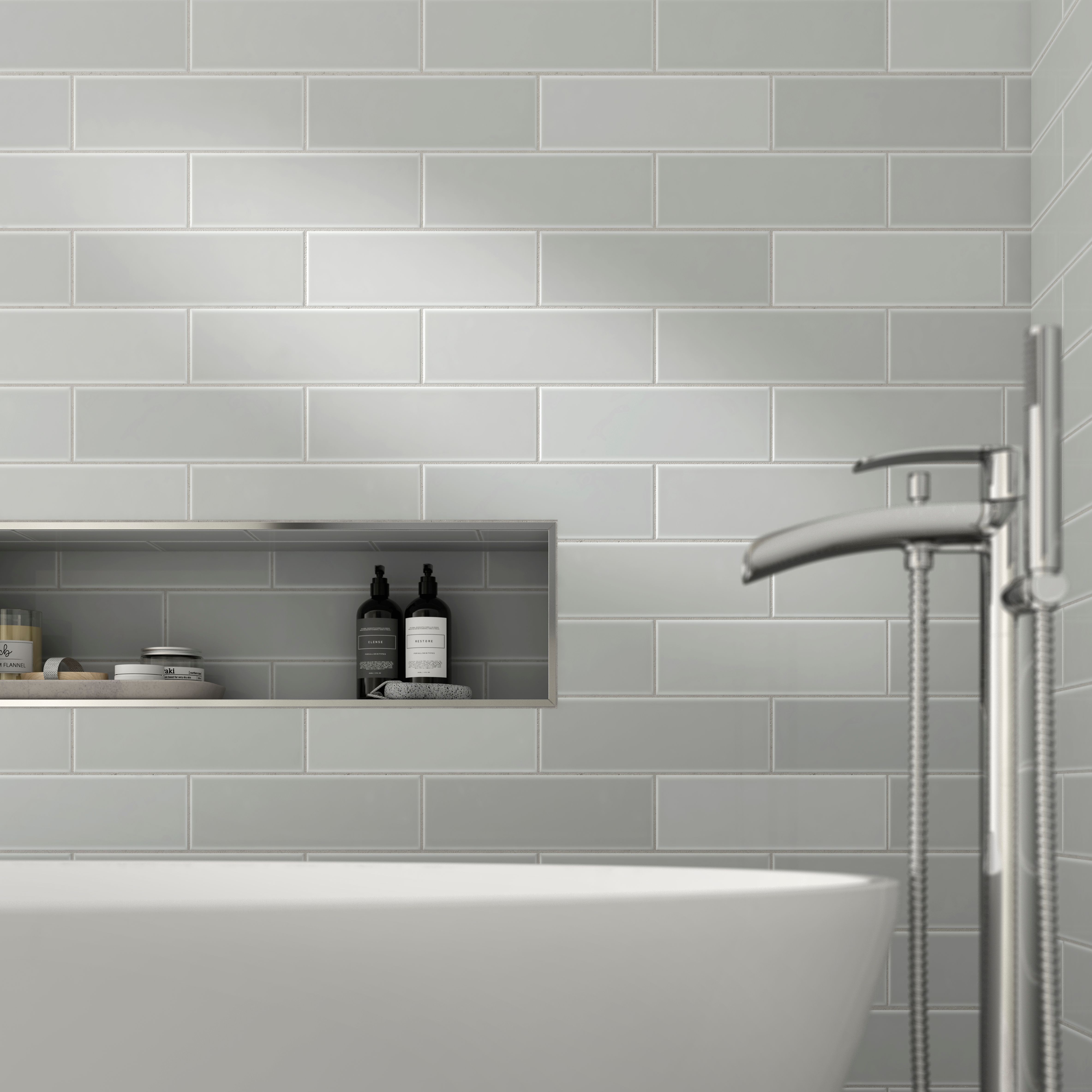 Wickes Soho Light Grey Ceramic Wall Tile - 300 x 100mm