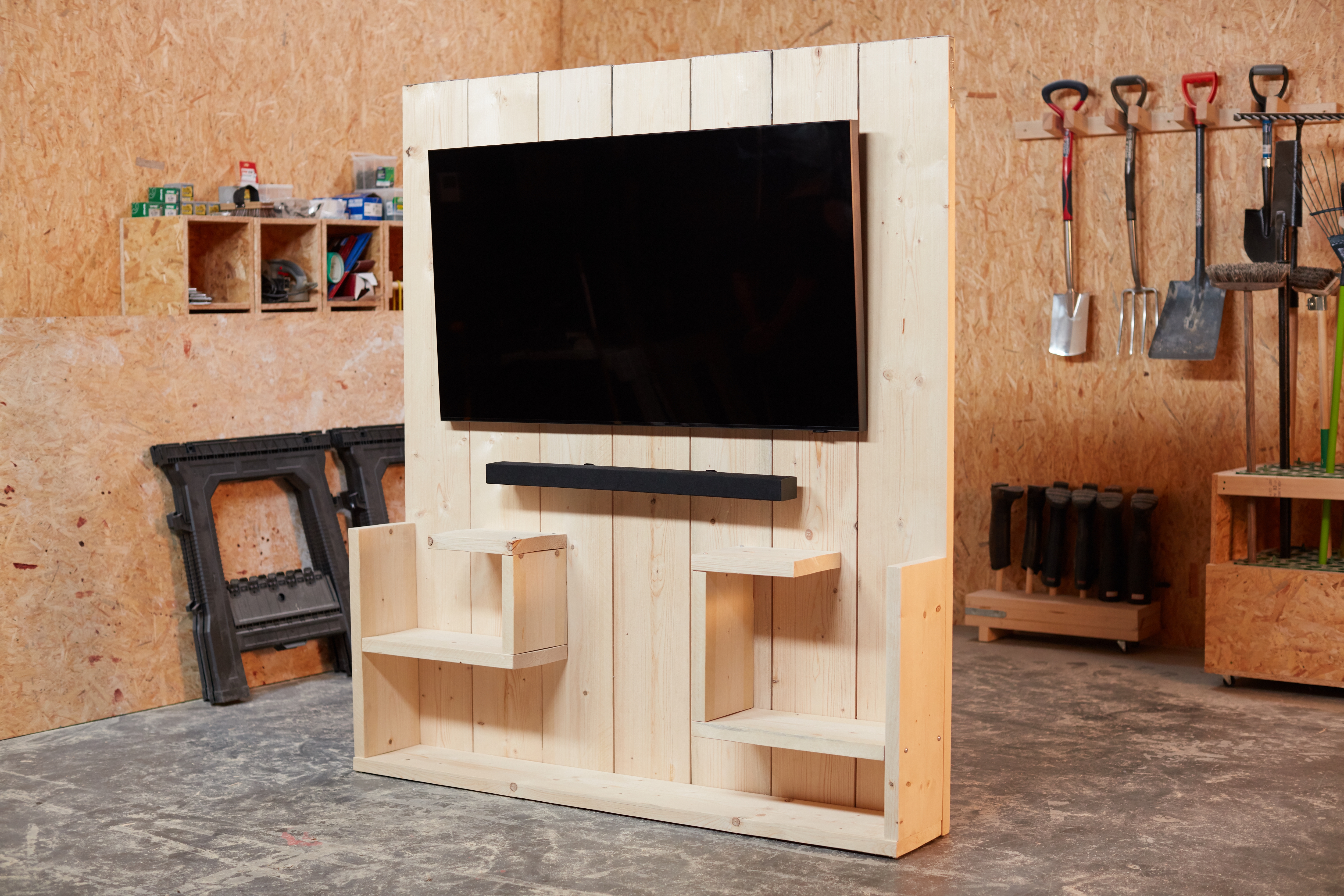 Scaffold board tv on sale wall unit