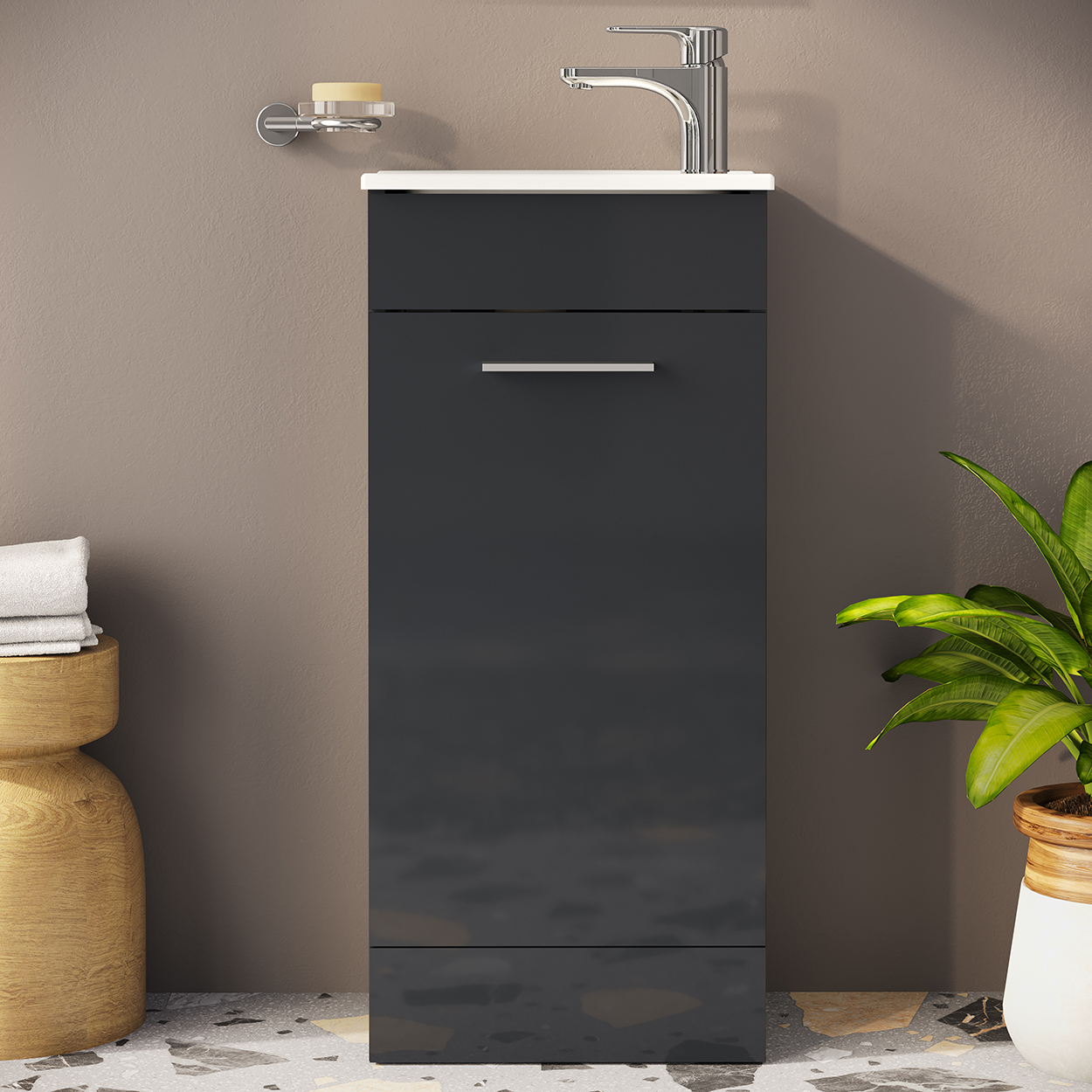 Holkham Anthracite Grey Vanity Unit & Basin - 855 x 385mm