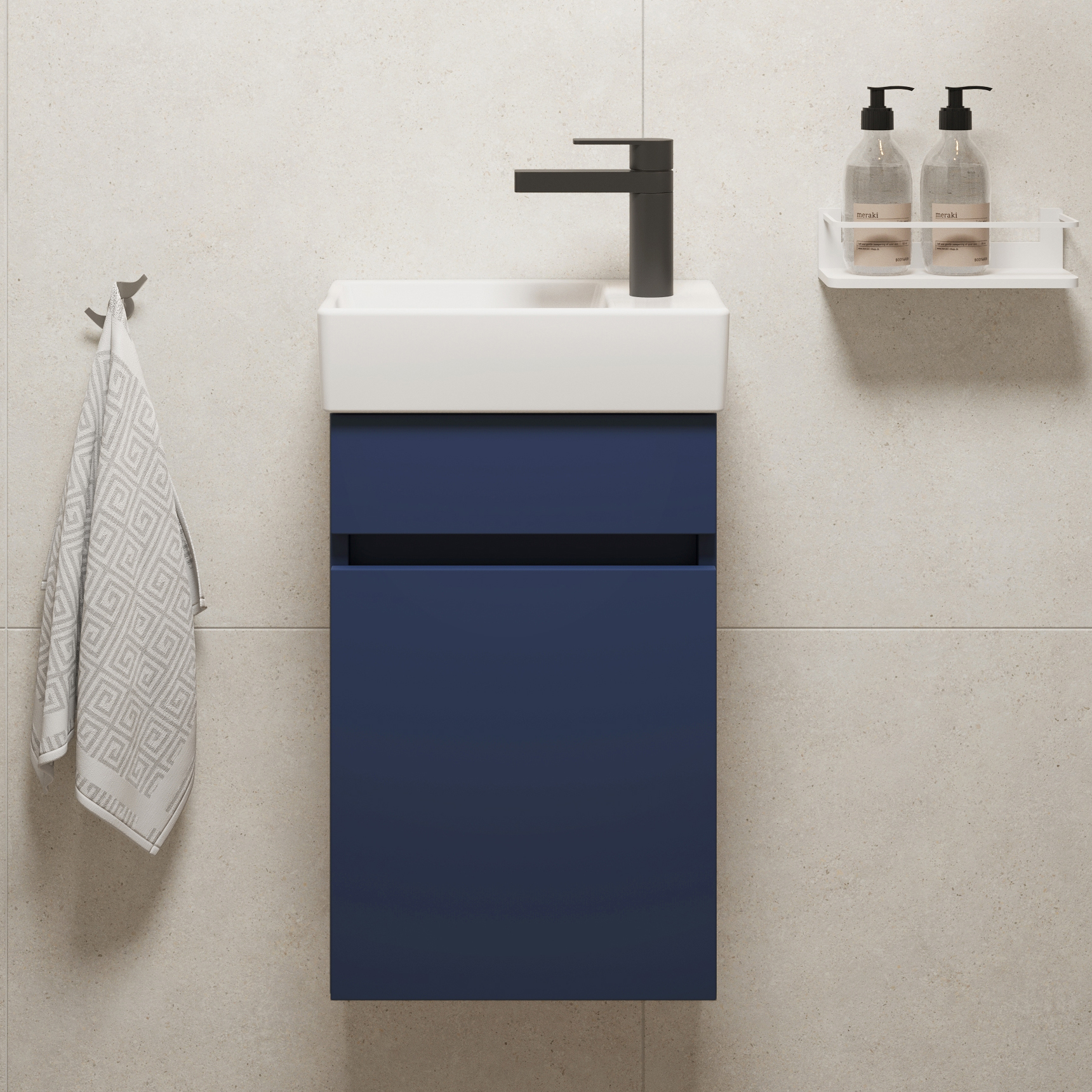 Abacus Concept Matt Blue Compact S1 Vanity Unit & RH Basin - 360mm