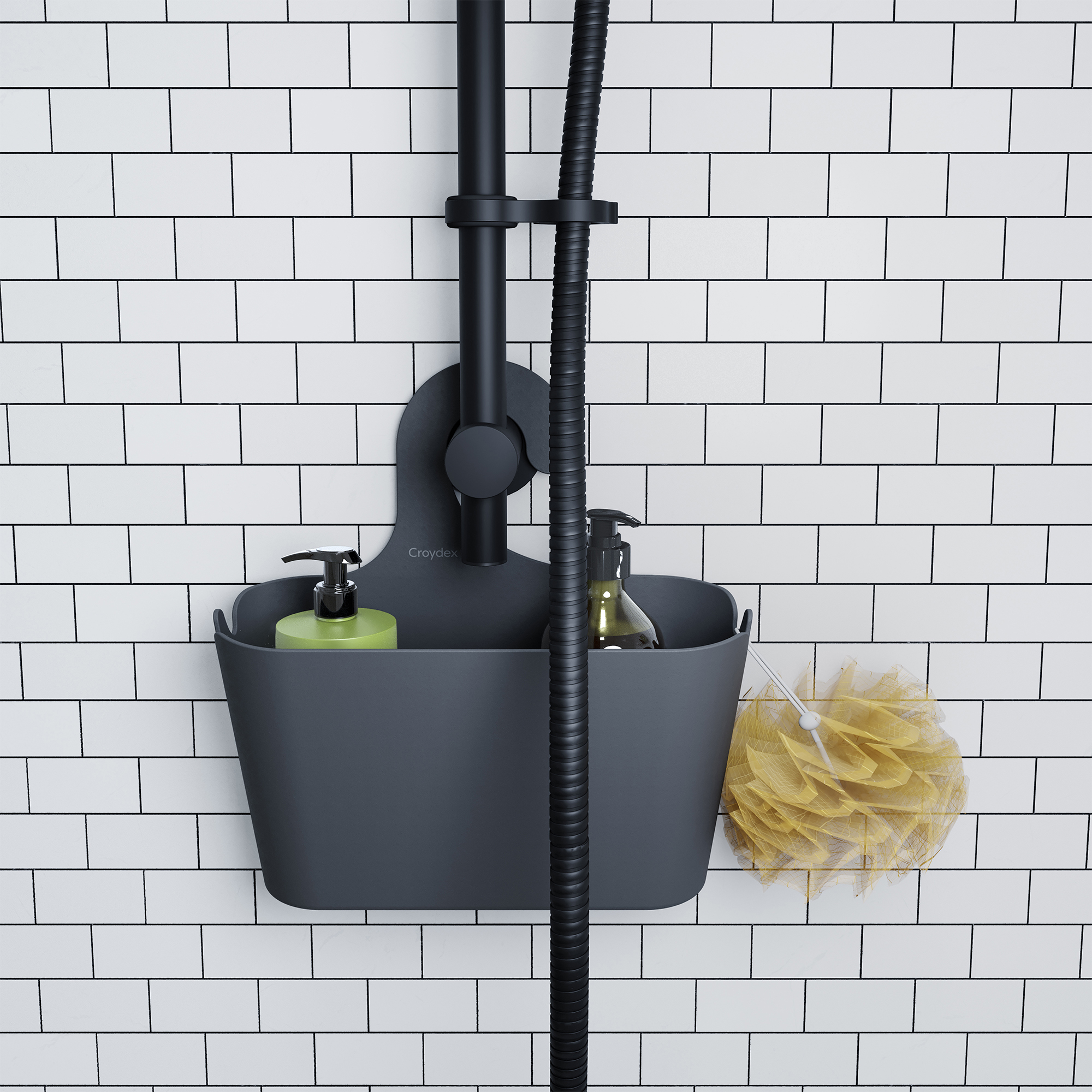 Croydex Grey Plastic Shower Caddy - 260 x 260mm