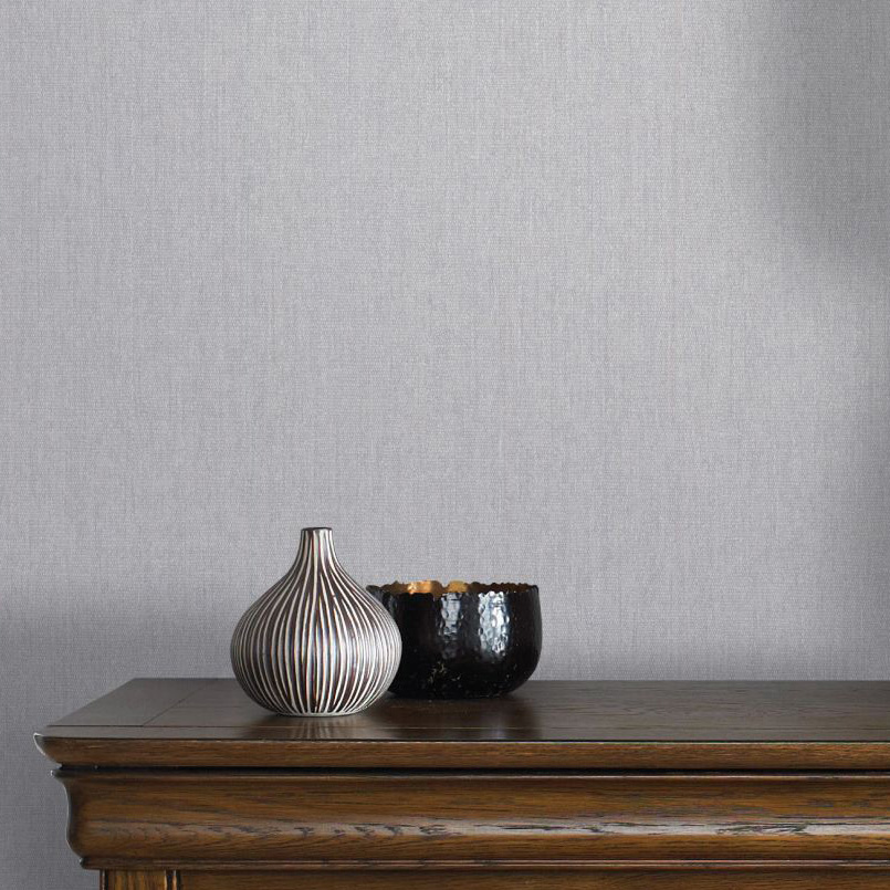 Superfresco Easy Calico Grey Fabric Textured Wallpaper - 10m
