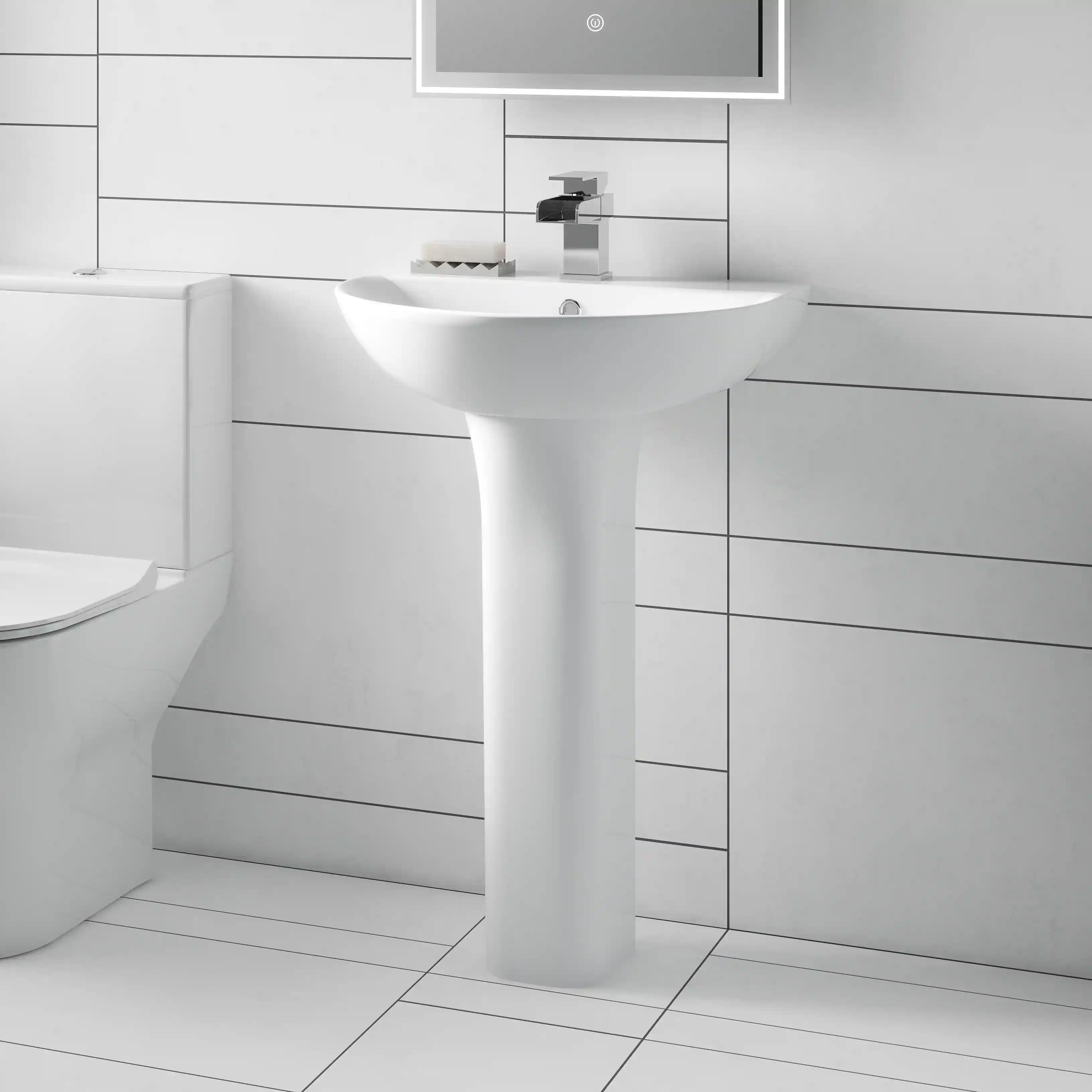 Balterley Taliga 1 Tap Hole Basin with Full Pedestal - 550mm