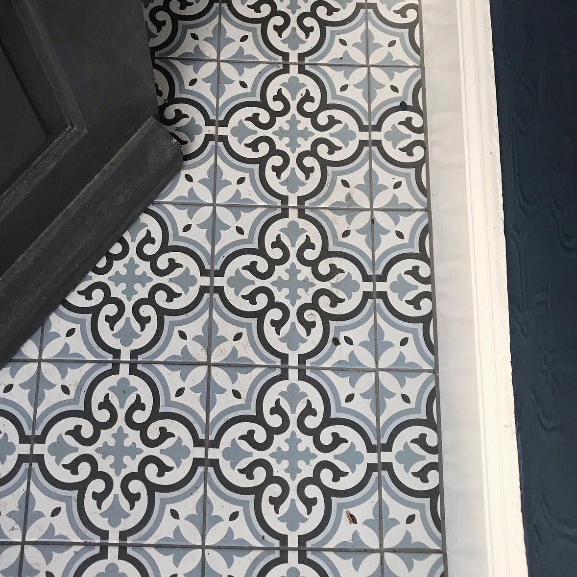 Wickes Melia Blue Patterned Ceramic Wall & Floor Tile - 200 x 200mm