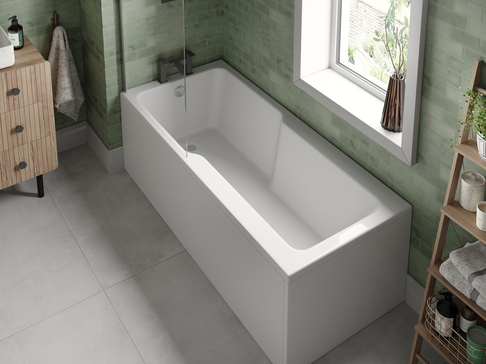 Wickes Acrylic Shower Bath - 1700 x 750mm