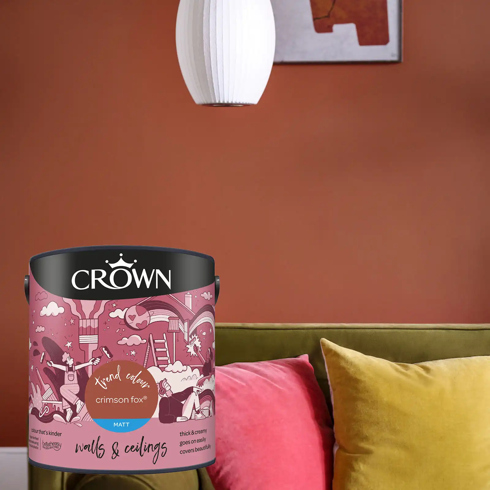 Crown Matt Emulsion Paint - Crimson Fox - 2.5L