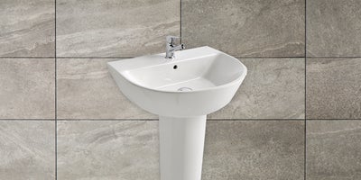Roca Aris Ceramic 1 Tap Hole Bathroom Basin with Full Bathroom Pedestal