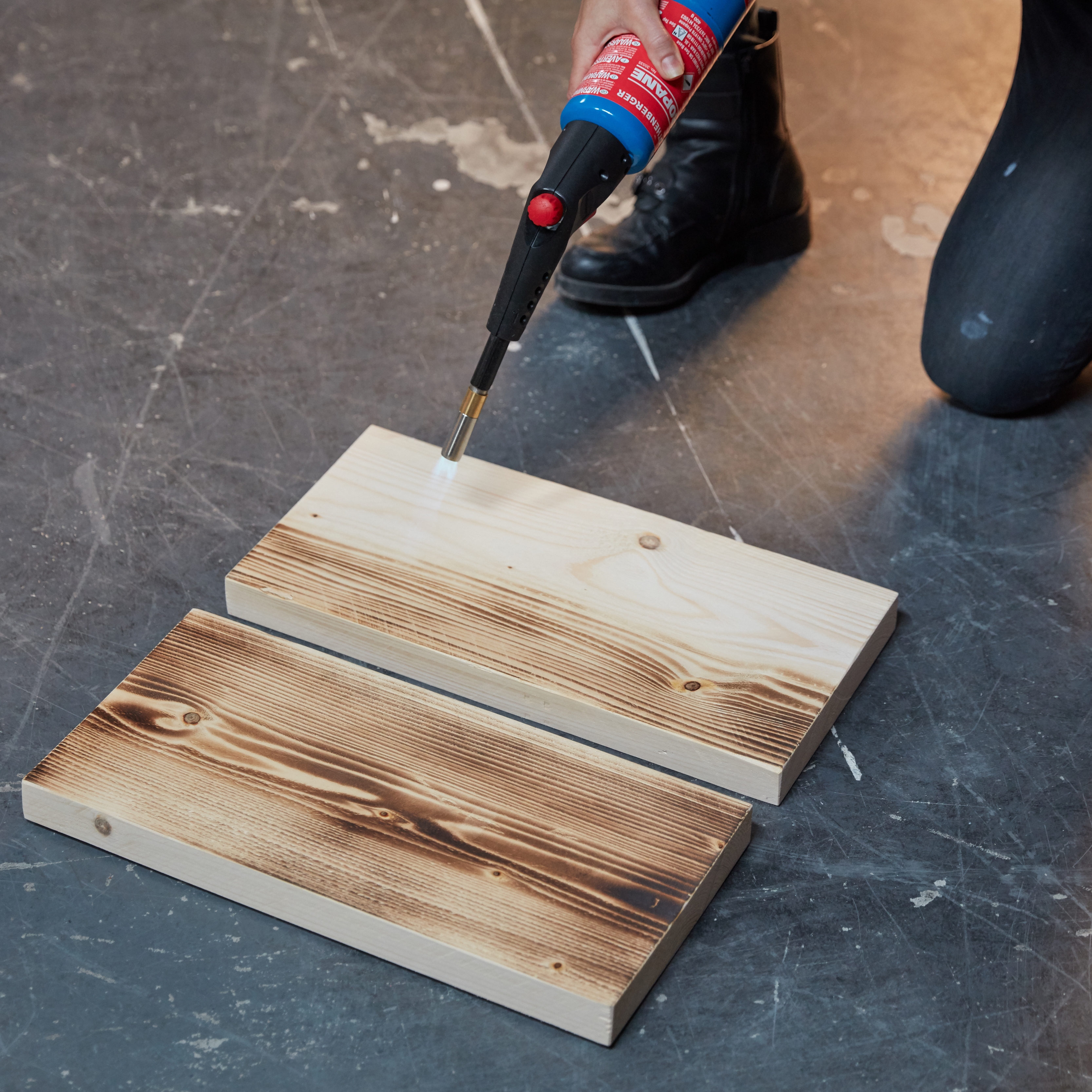 Burn & brush finishing