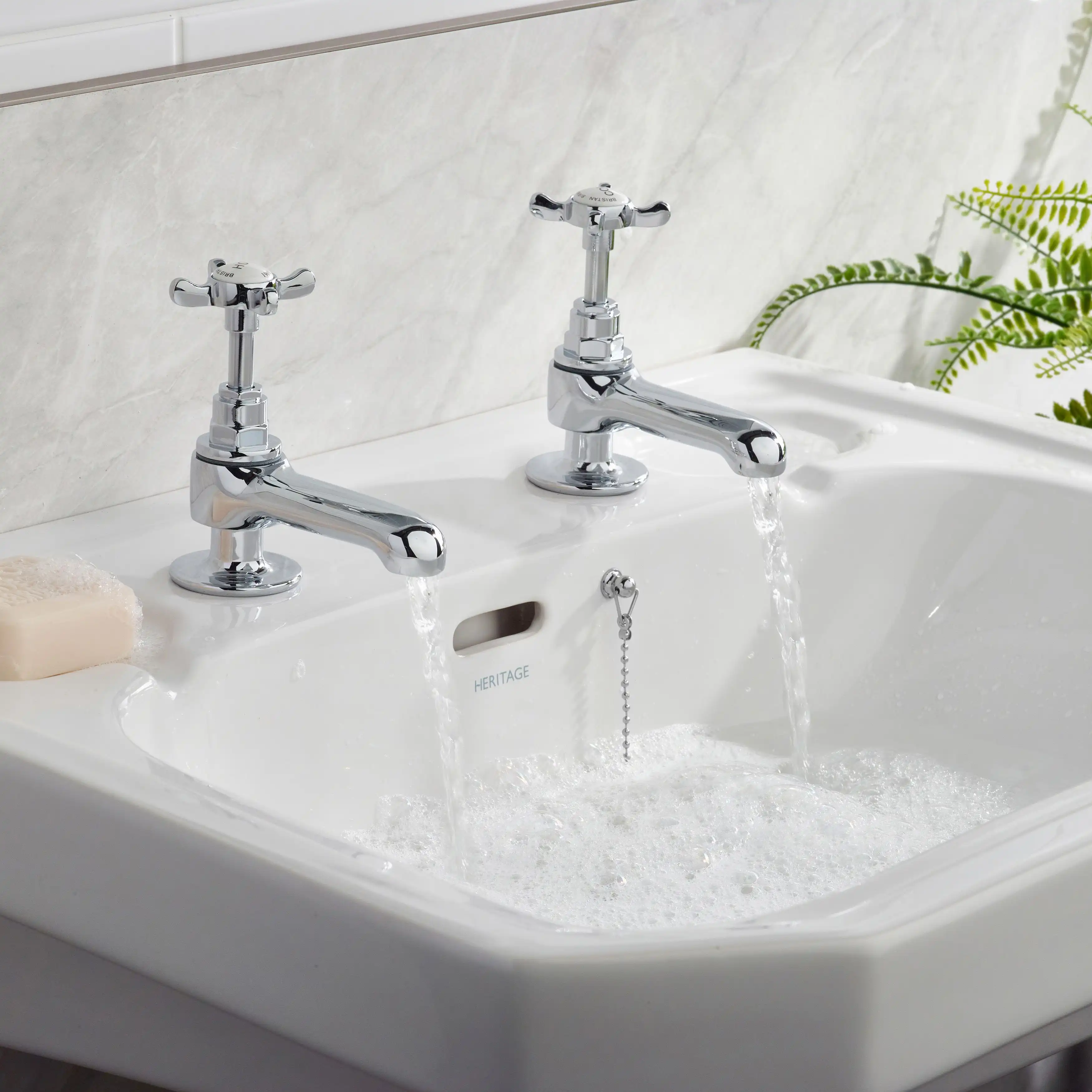 Bristan 1901 Pair of Chrome Crosshead Small Vanity Basin Taps