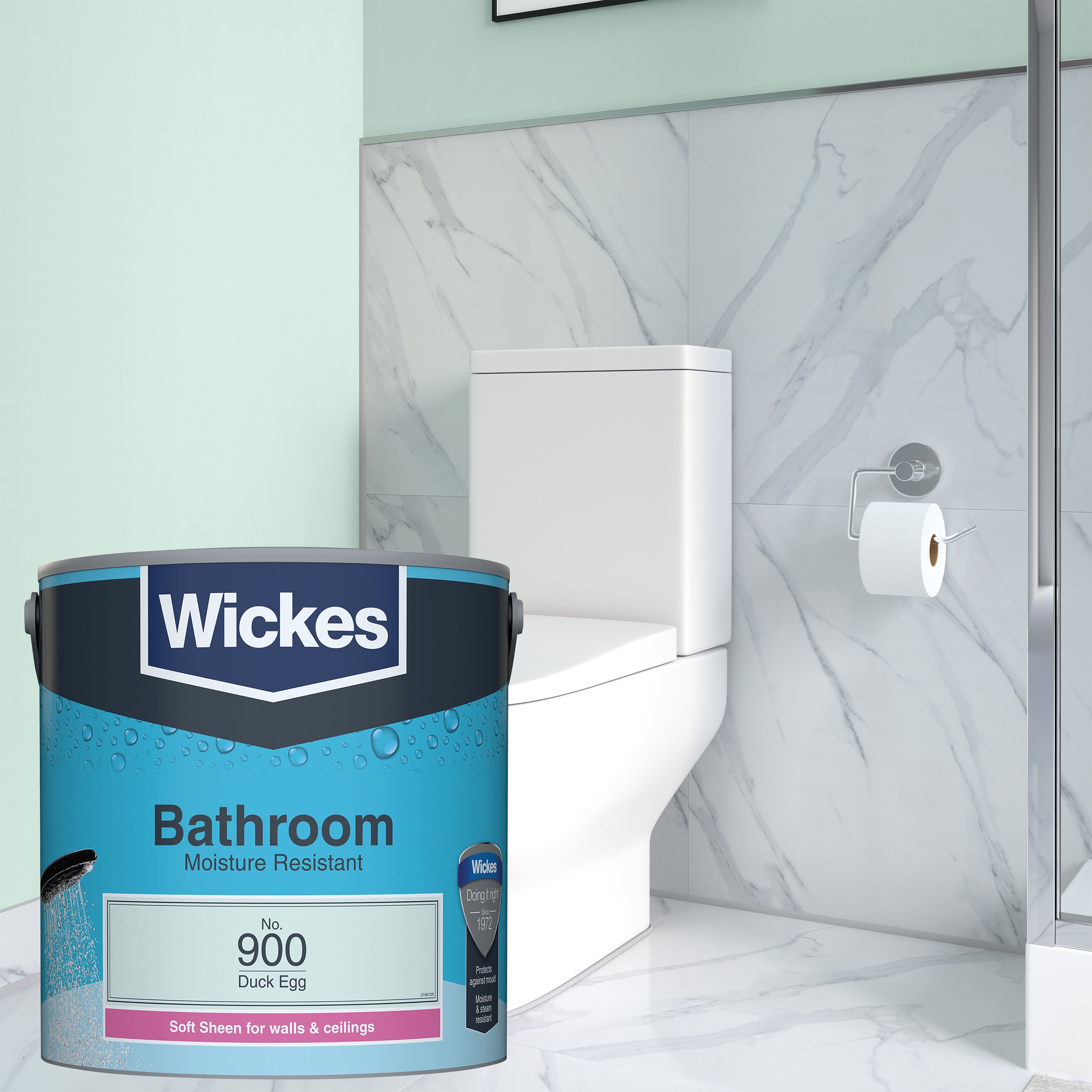 Wickes Bathroom Soft Sheen Emulsion Paint - Duck Egg No.900 - 2.5L