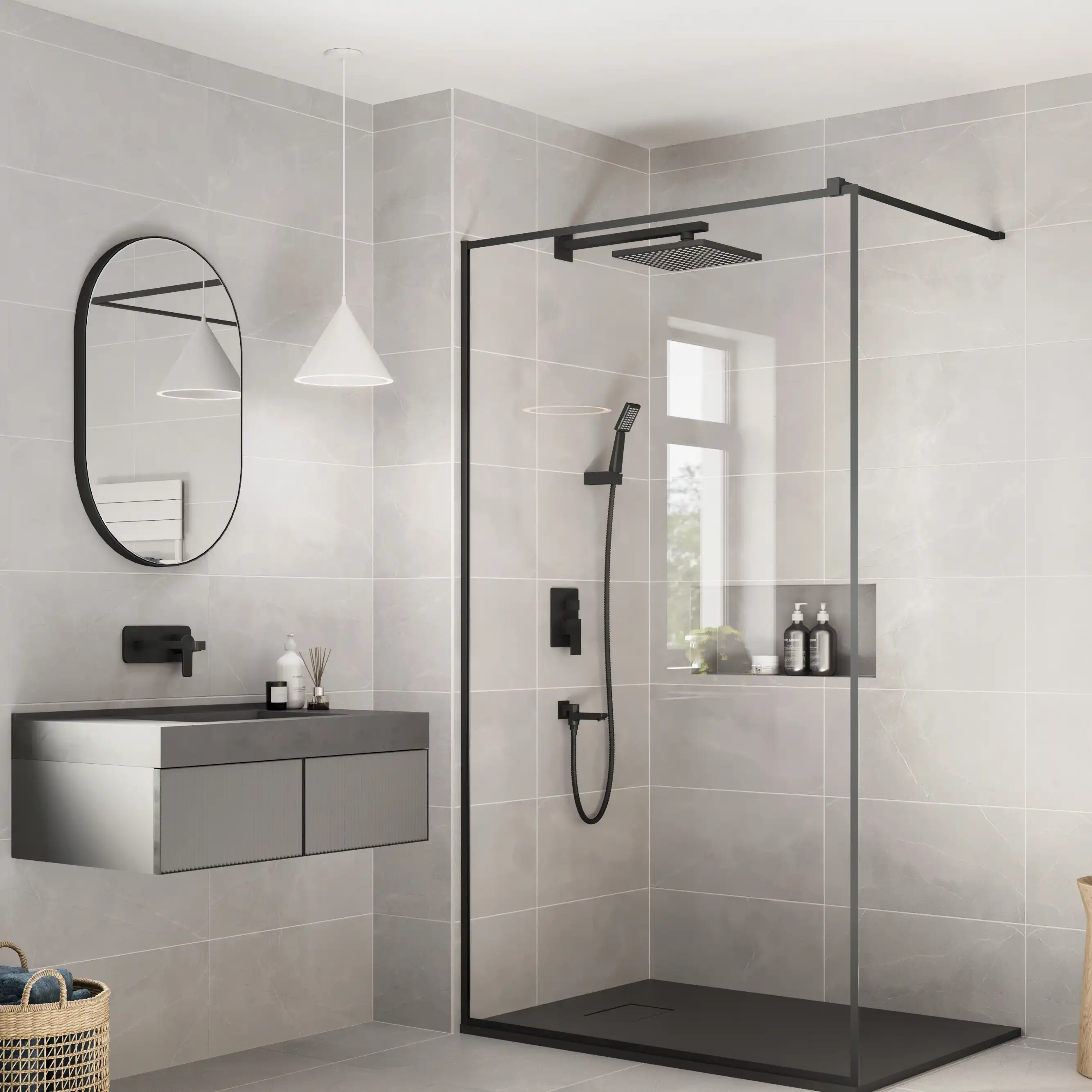 Wickes Boutique Porto Grey Satin Ceramic Wall Tile - 600 x 300mm