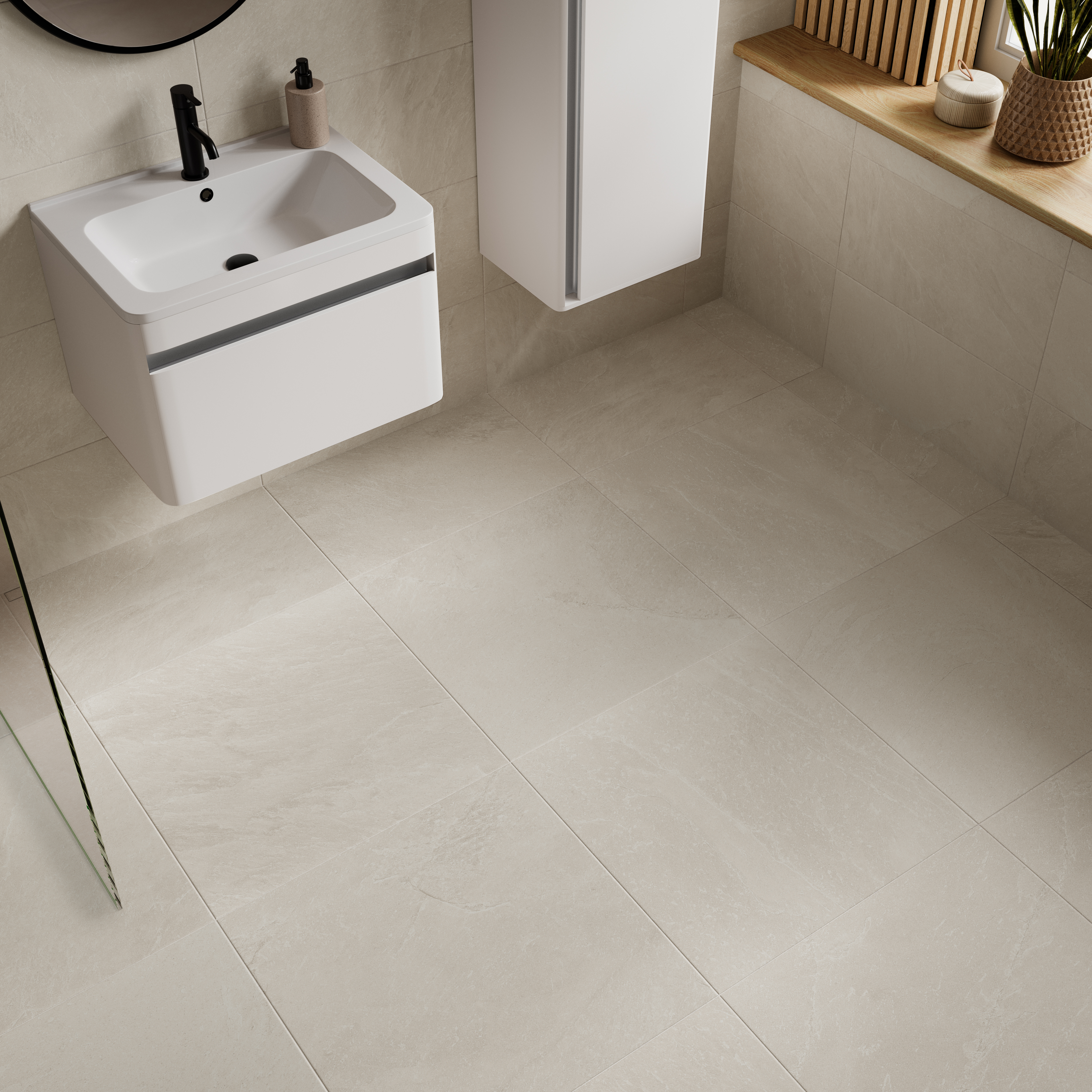 Wickes Lava Bone Matt Glazed Porcelain Wall & Floor Tile - 595 x 595mm
