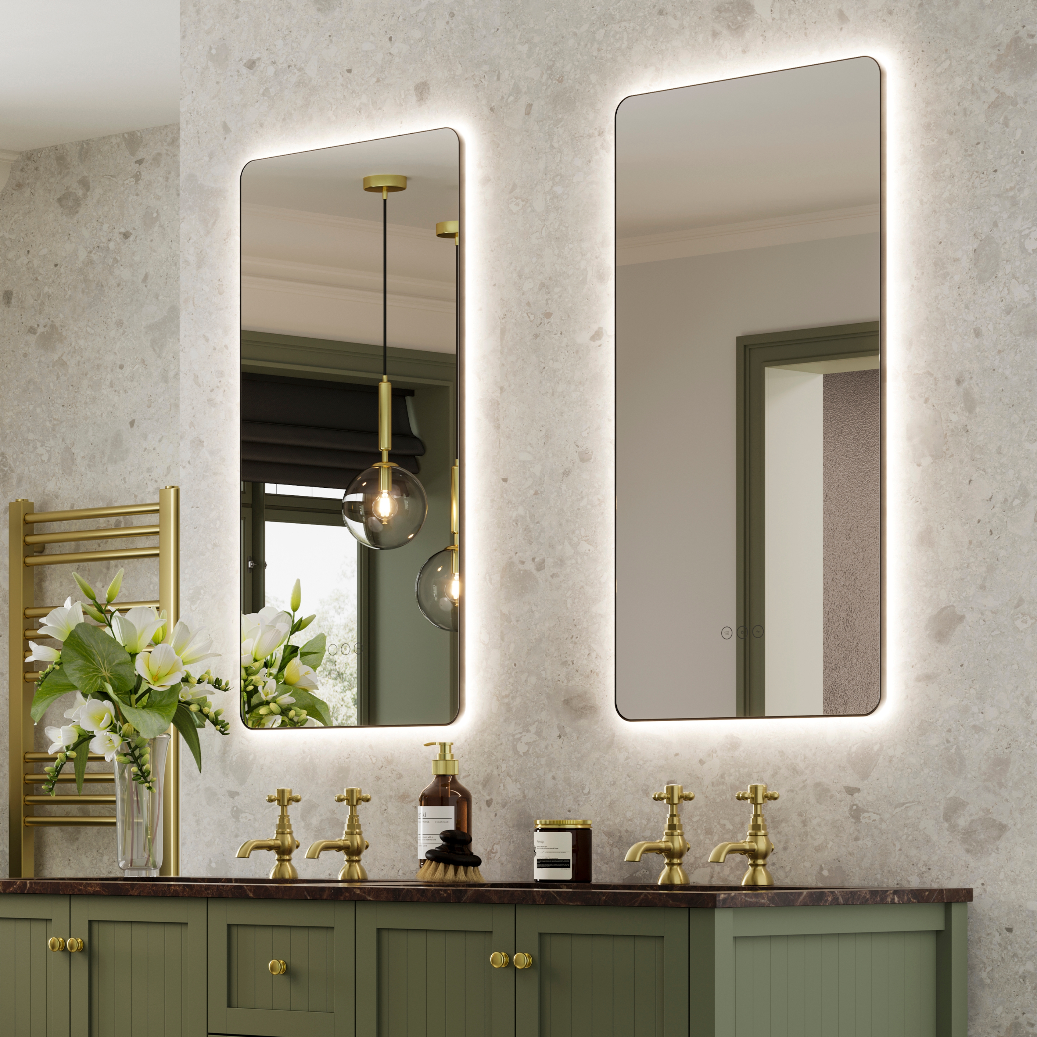 Abode Mayar Matt Black Tablet LED Bathroom Mirror - 900 x 450mm