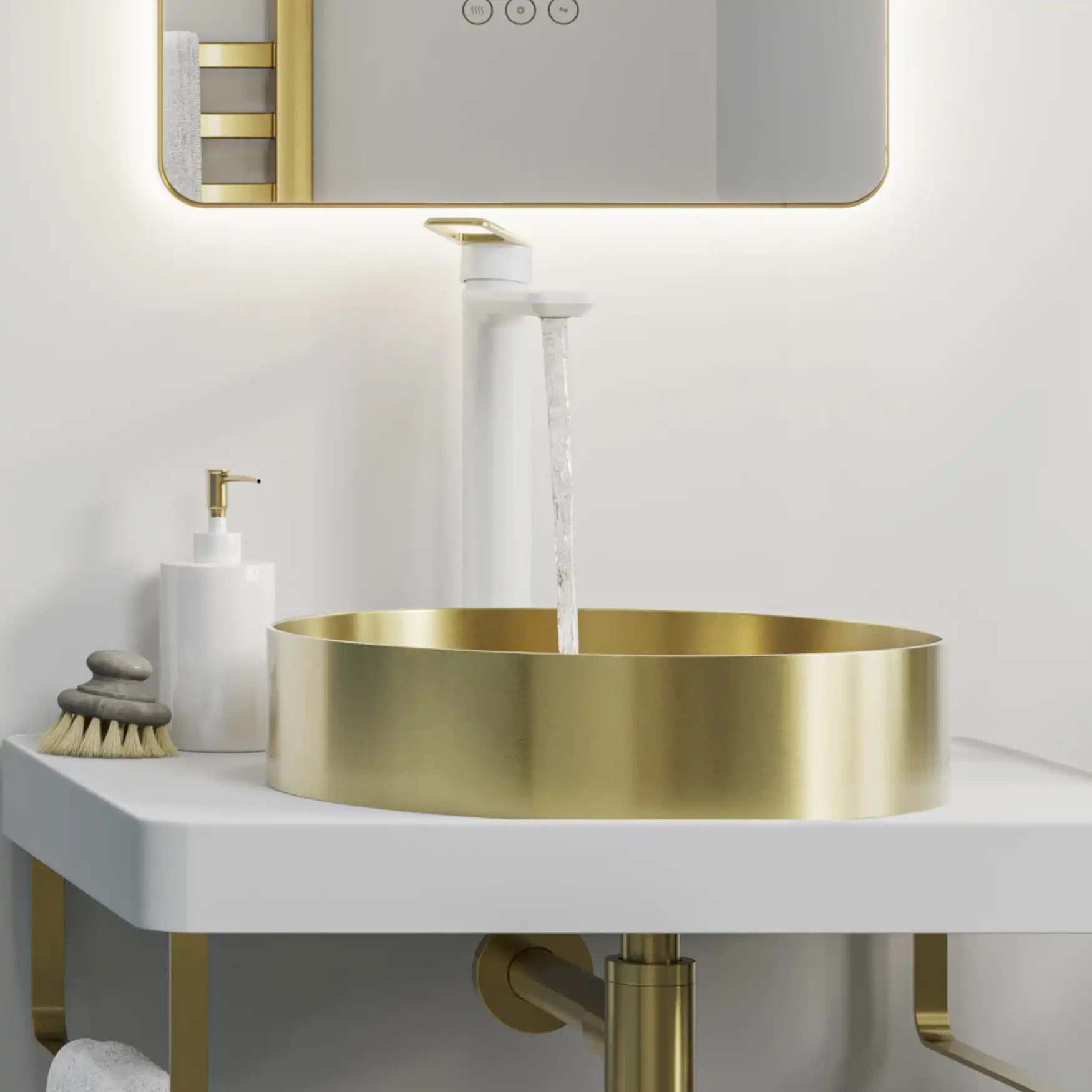 Abode Levarto Tall Basin Mixer Tap - White & Brass