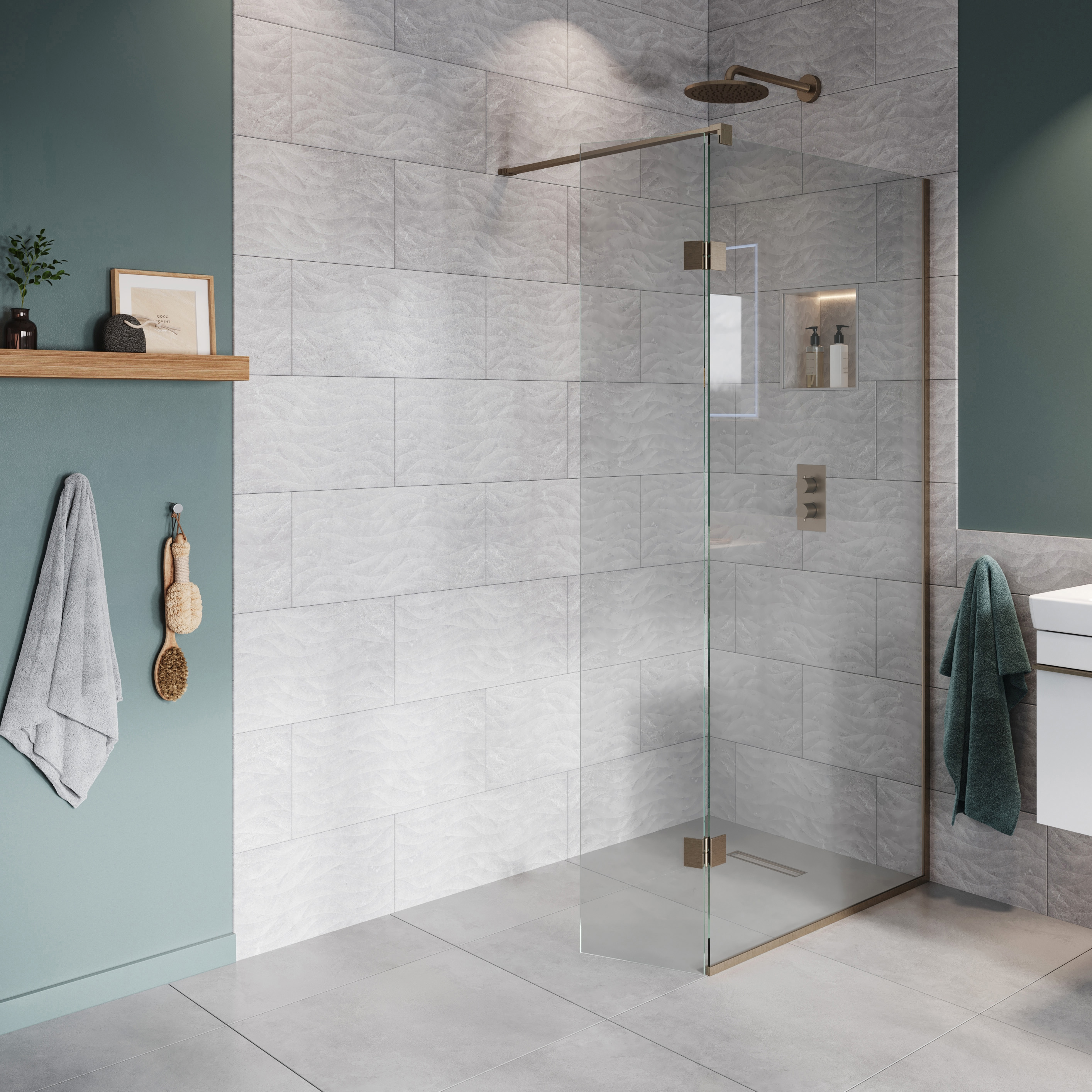 Hadleigh 8mm Brushed Nickel 900mm Frameless Wetroom Screen