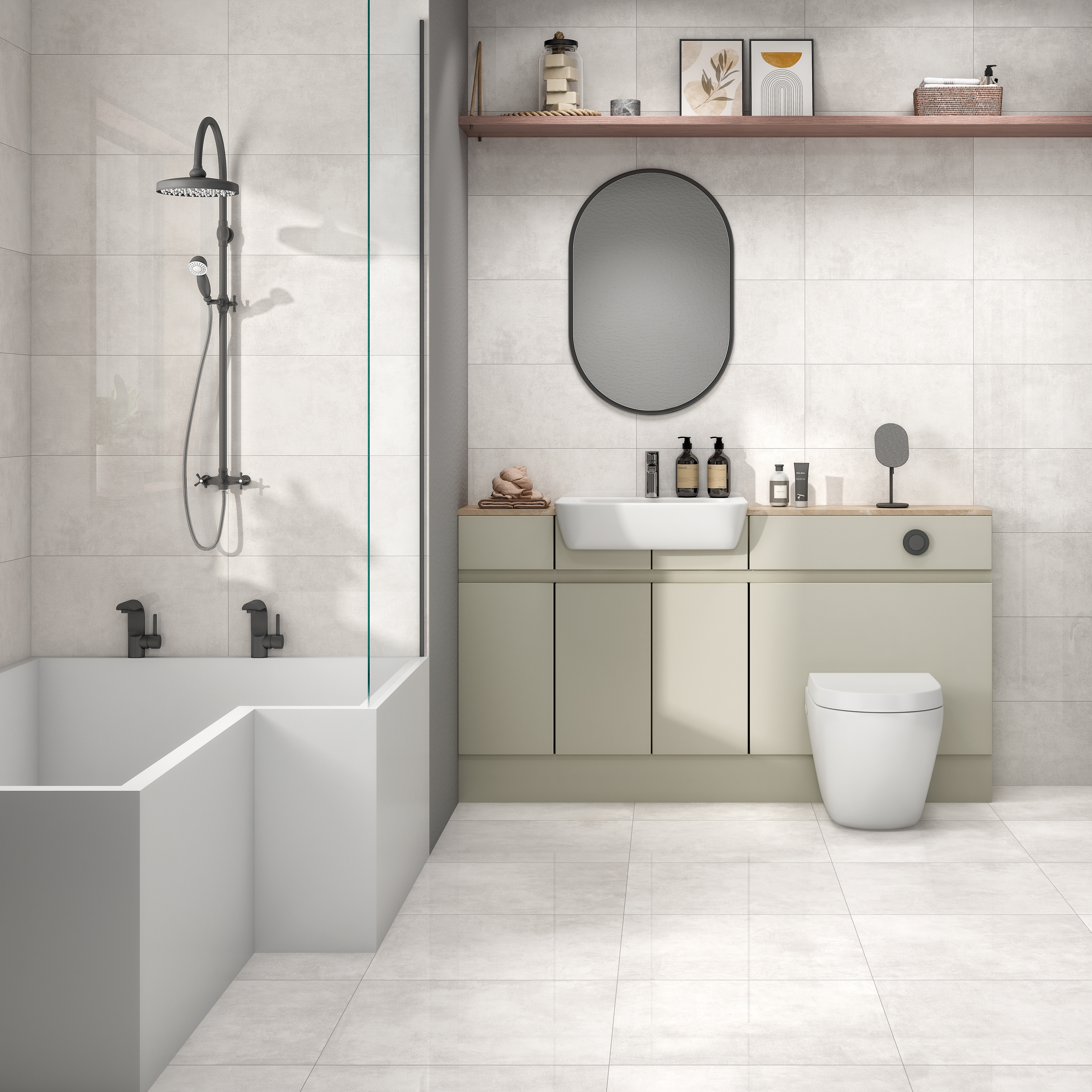 Wickes Lustre White Stone Effect Polished Porcelain Wall & Floor Tile - 600 x 300mm