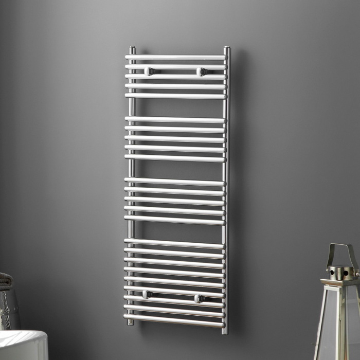 Towelrads Liquid Round Tube Chrome Heated Towel Rail Radiator - 1200 x 500mm