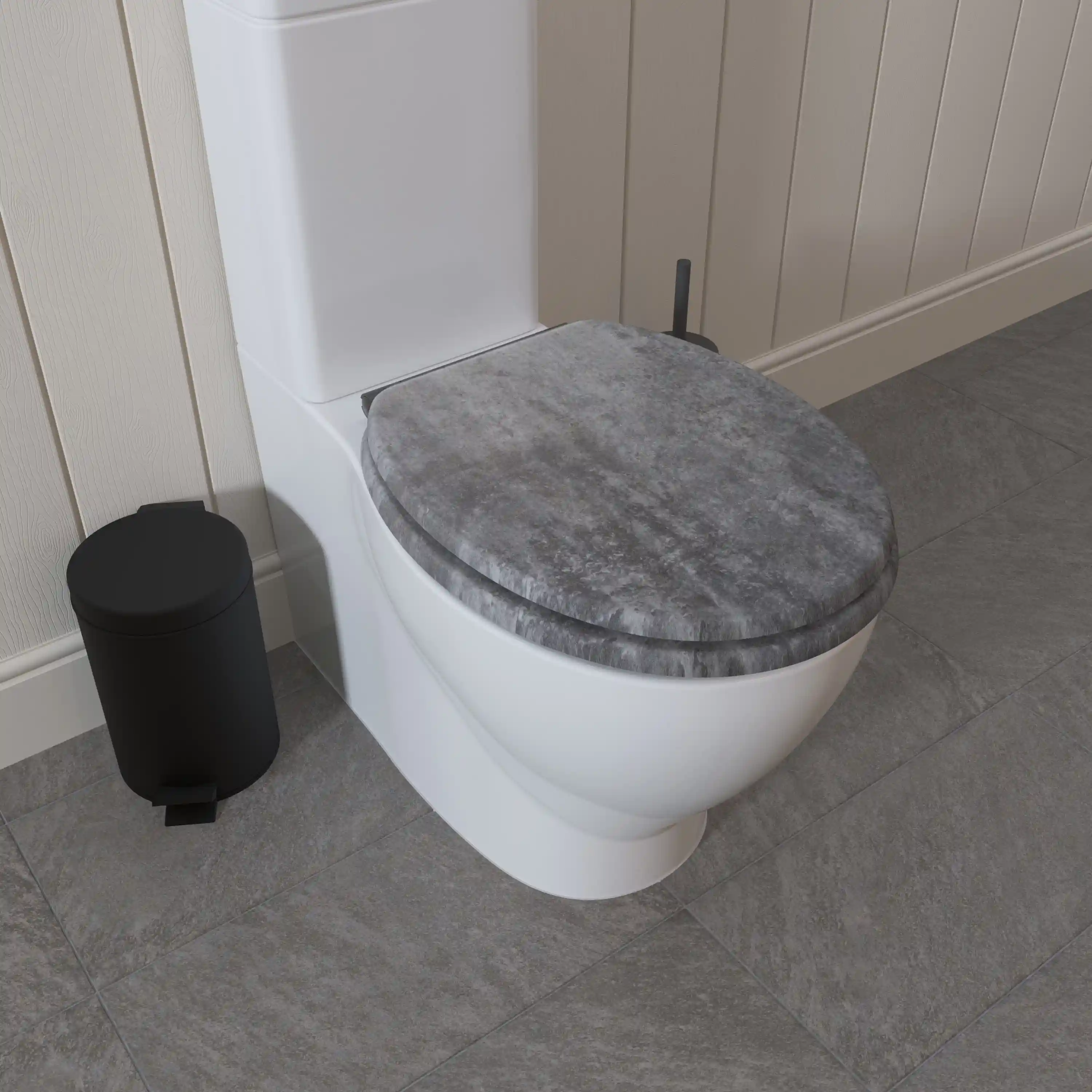 Croydex Kirkstone Flexi-Fix™ Wooden Soft Close Quick Release Toilet Seat - Cumbrian Slate Effect