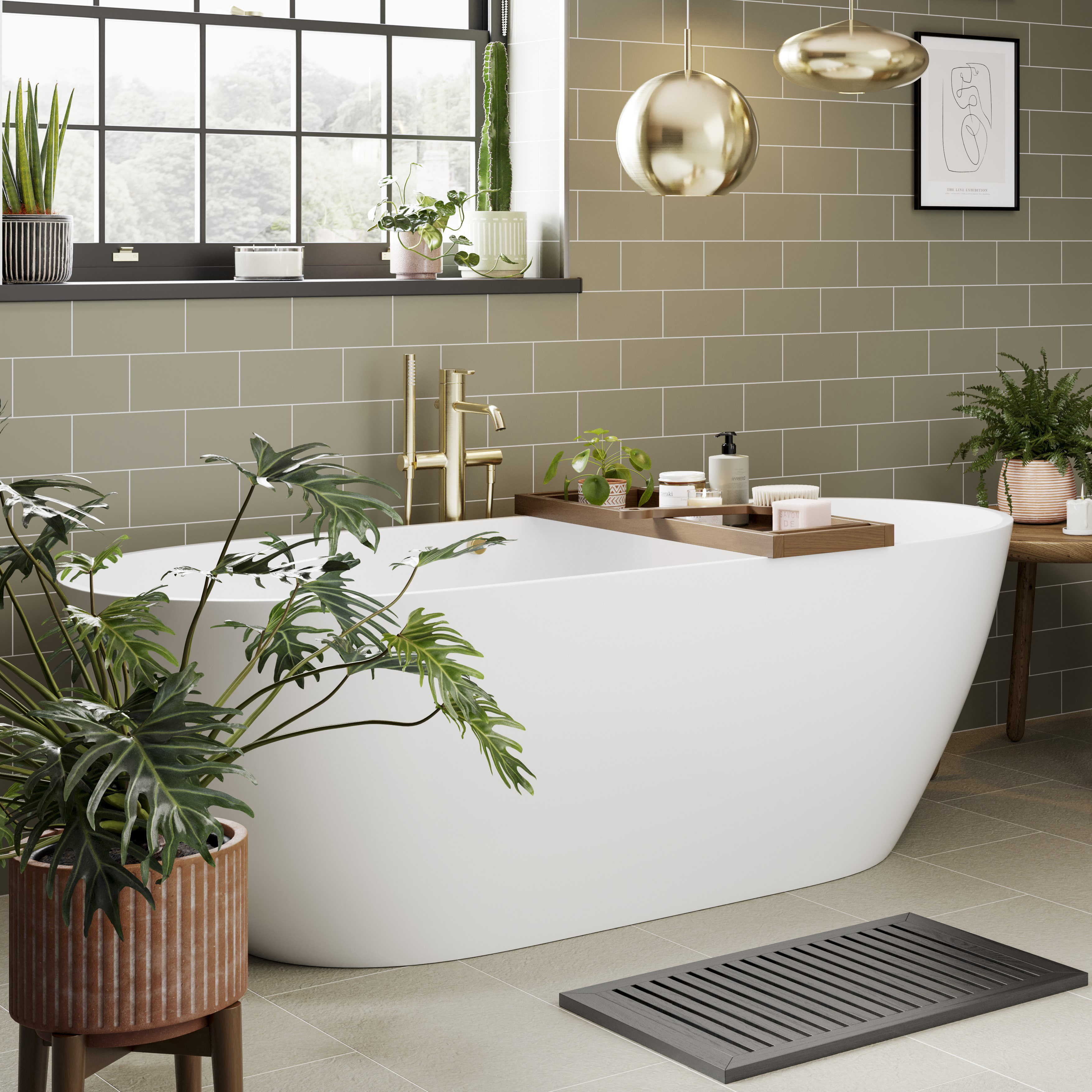 Multipanel Hydrolock Sage Green Metro Tile Effect Shower Panel - 2400 x 598 x 11mm